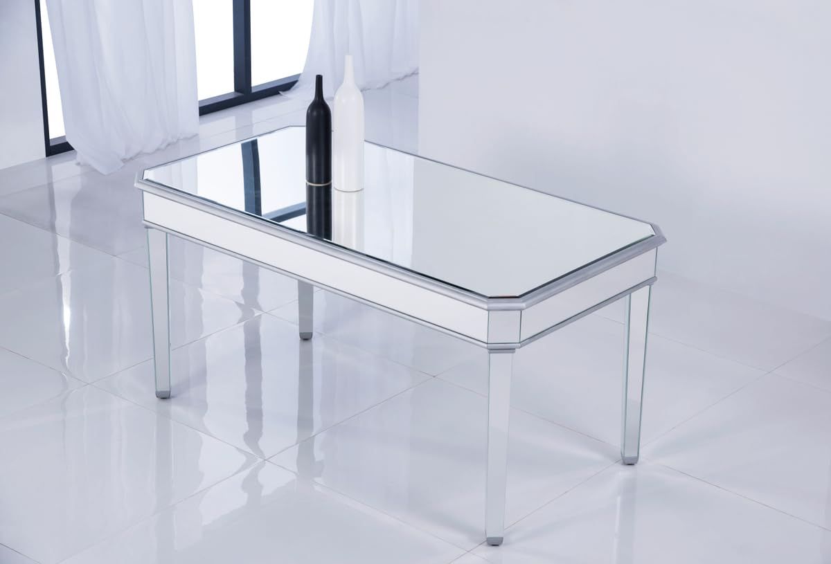Chamberlan Mirrored Dining Table - Elegant Glass Top with Reflective Base, Perfect for Modern Dining Rooms and Stylish Home Decor