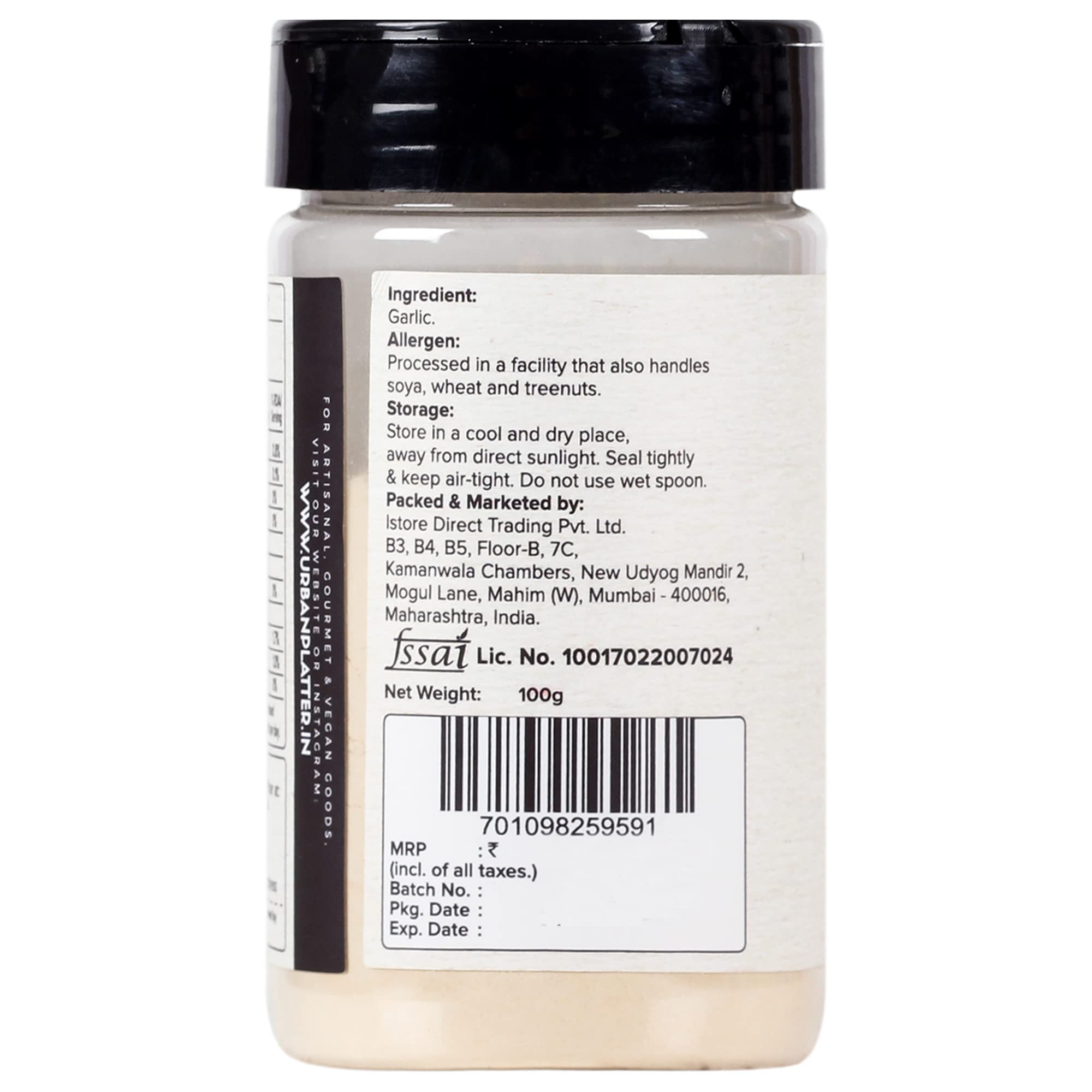 Urban Platter Dehydrated Garlic Powder, 100g - All Natural, Additive-Free, Ready to Use | Instant Garlic Flavor for Cooking, Baking & Seasoning | Premium Lehsun Powder for Soups, Sauces & Marinades