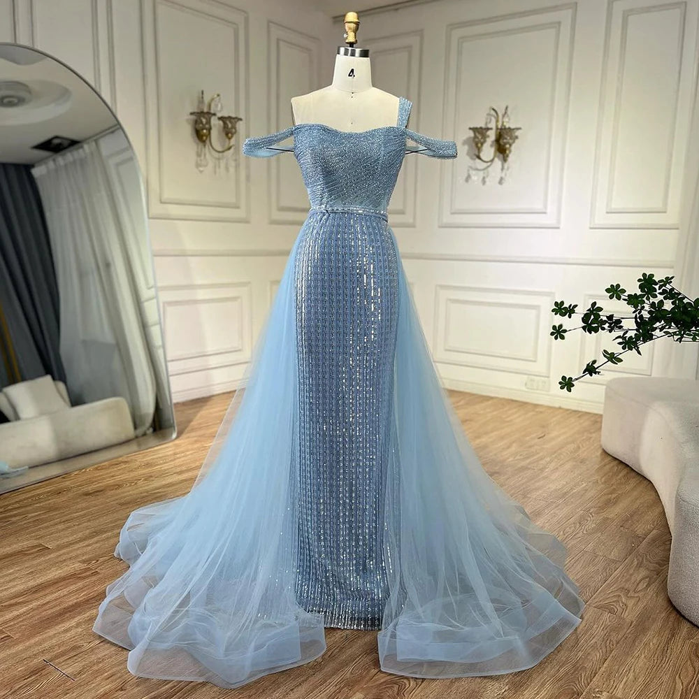 Serene Hill Gold Mermaid Elegant One Shoulder Beaded Evening Gown - Luxury Wedding Party Dress for Women 2025 | Perfect for Red Carpet Events, Galas & Formal Occasions