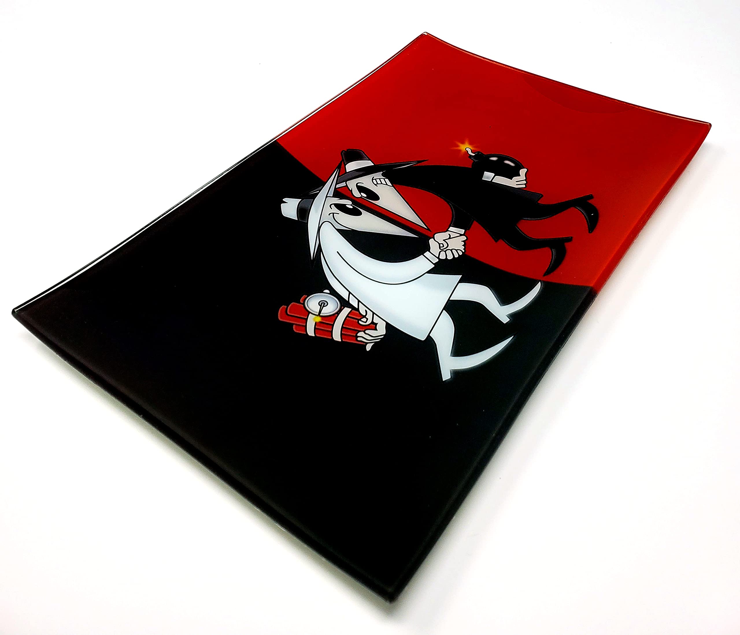 Shatter-Resistant Glass Rolling Tray - Decorative Collectible Tray with High-Resolution Spy vs Spy Design - Perfect for Smoking Accessories, Gift Ideas & Home Decor