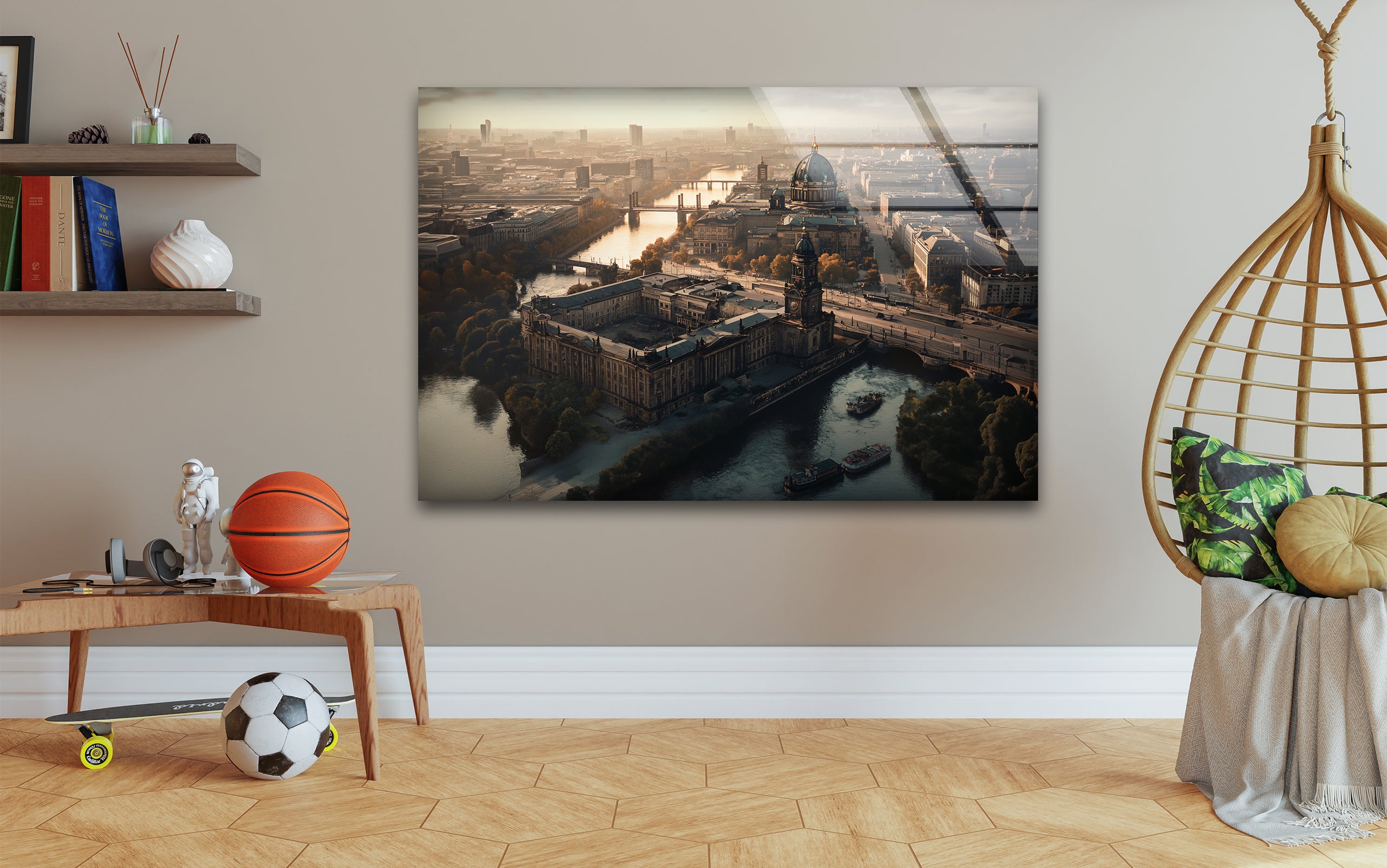 Berlin Sunset Glass Wall Art - Handmade Modern Home Decor for Living Room, Bedroom & Office - Perfect Gift for Housewarming & Holidays