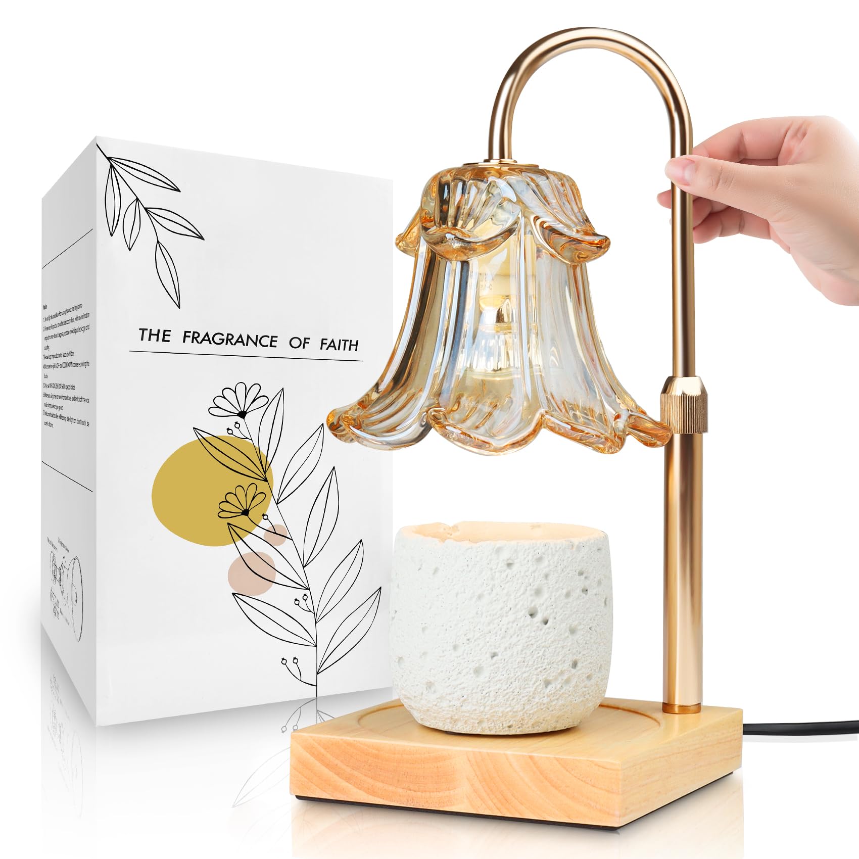 Electric Candle Warmer Lamp with Timer & Dimmer - Adjustable Height Wax Melt Warmer (2 Bulbs Included) - Compatible with All Jar Candles - Perfect Gift for Mom, Housewarming & New Home Decor - Ideal for Relaxation, Aromatherapy & Cozy Ambiance