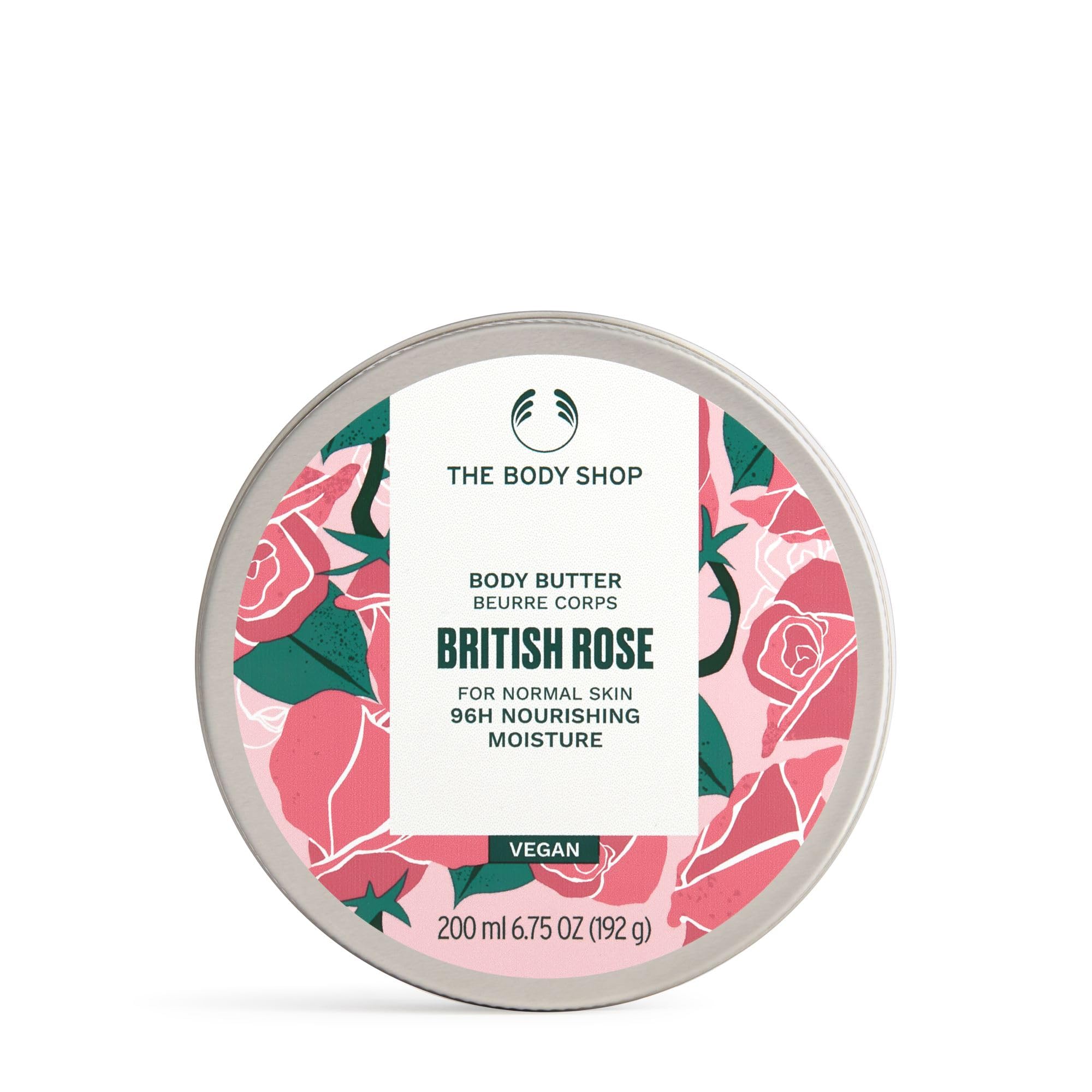 The Body Shop Vegan British Rose Body Butter, 200ml - 96 Hour Hydration for Normal to Dry Skin | Cruelty-Free & Vegan | Perfect for Daily Moisturizing & Nighttime Skincare Routine