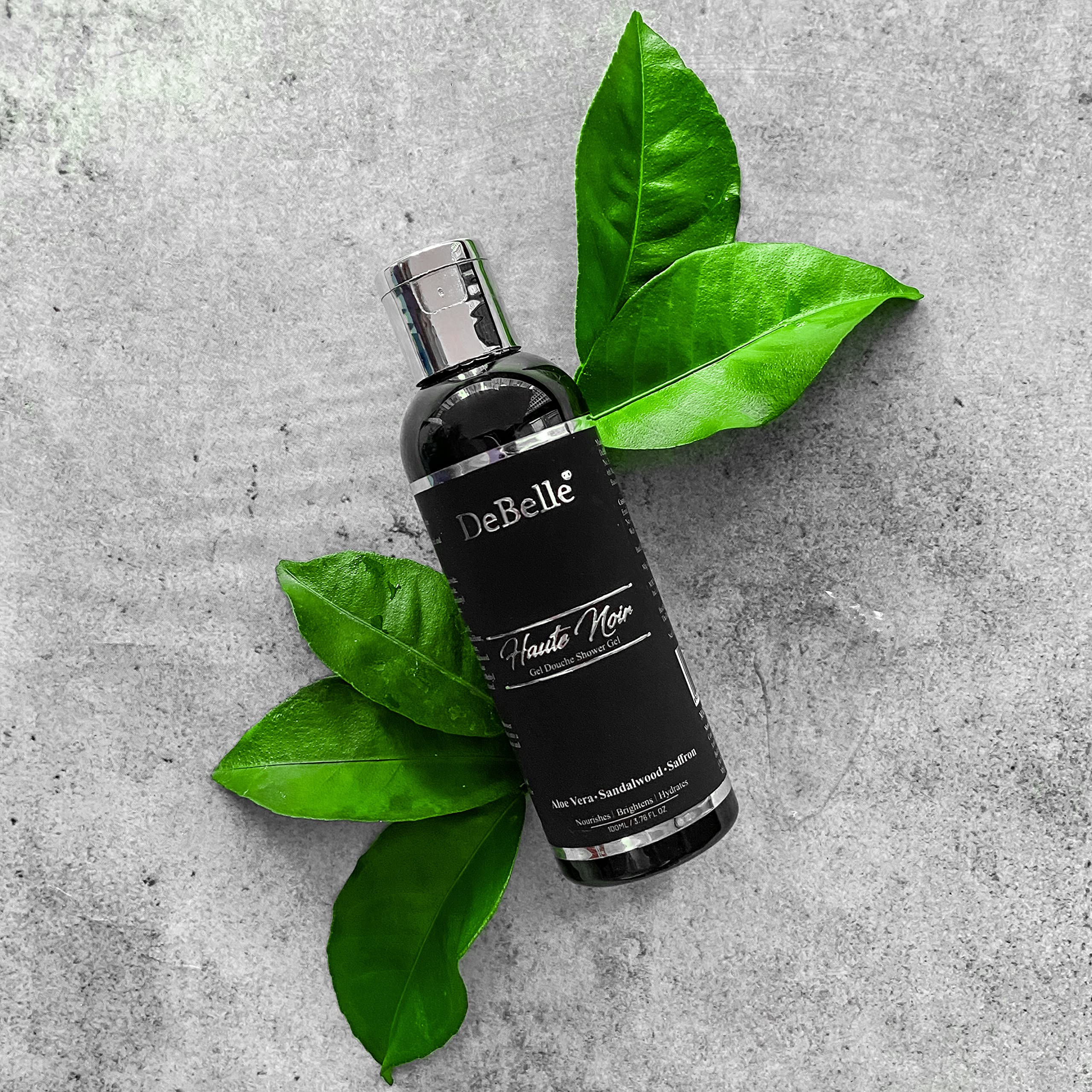 DeBelle Body Wash Haute Noir - 100ml Sulfate-Free Shower Gel with Rose Water, Saffron & Sandalwood Oil for Women & Men | Hydrating & Luxurious Bath Experience for Dry & Sensitive Skin