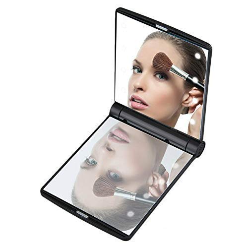 Clubx 22 LED Lighted Travel Makeup Mirror - Trifold Desktop Vanity Mirror with 8X Magnification & Adjustable Brightness for Perfect Makeup Application at Home or Travel | Ideal for Makeup Artists, Travelers & Home Beauty Stations