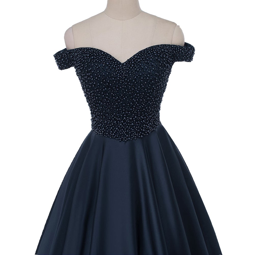 Kivary Off The Shoulder Pearl Embellished Long Corset Prom Dress - Elegant Formal Evening Gown for Homecoming, Wedding & Special Occasions