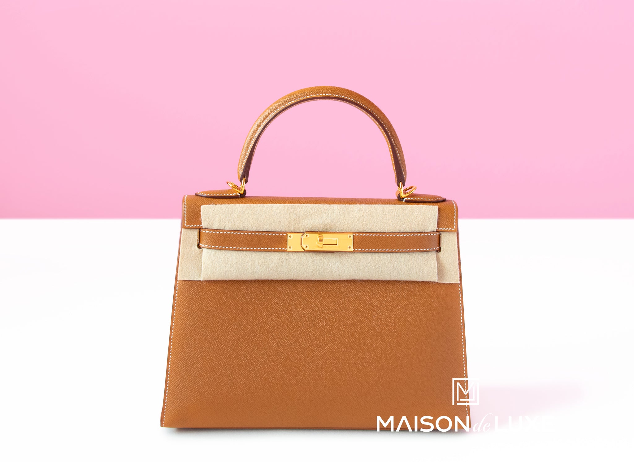 Authentic Hermes Gold Sellier Epsom Kelly 28 Handbag - Luxury Leather Shoulder Bag for Women | Perfect for Work, Evening Events & Special Occasions