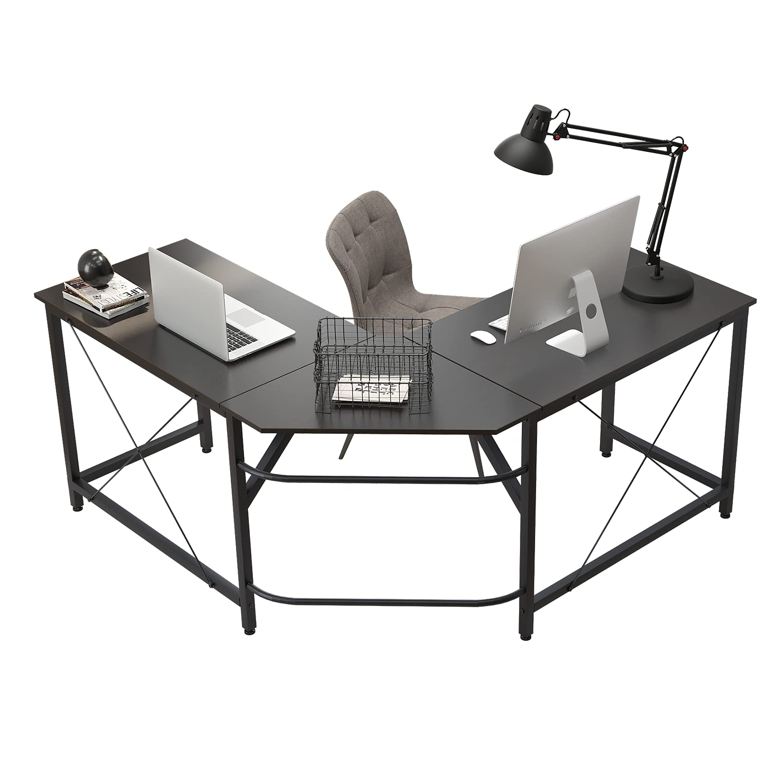 Soges Large L-Shaped Corner Computer Desk for Small Spaces - Gaming & Home Office Desk with Bay Window Fit, Black LD-Z01BK | Perfect for Compact Rooms, Gaming Setups & Workspace Solutions