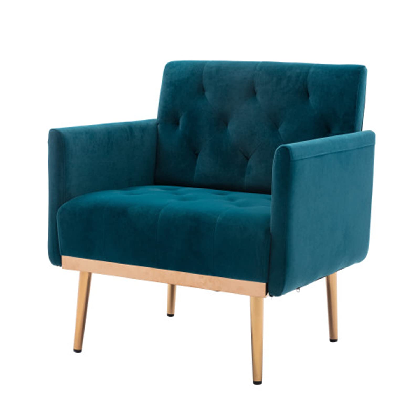 Square Velvet Accent Chair with Golden Metal Legs - Modern Single Sofa Chair for Living Room, Bedroom, Coffee Shop & Reception Area (Teal) | Perfect for Home Decor, Office Waiting Room & Cafe Seating