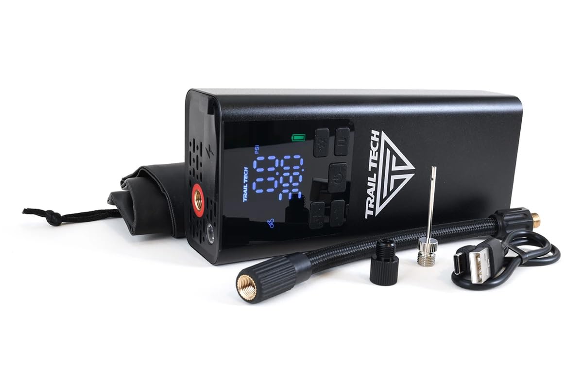 Trail Tech Portable Air Compressor - 12V DC High Pressure Tire Inflator for Cars, Trucks, Bikes & Motorcycles - Compact Emergency Pump for Roadside Assistance & Outdoor Adventures
