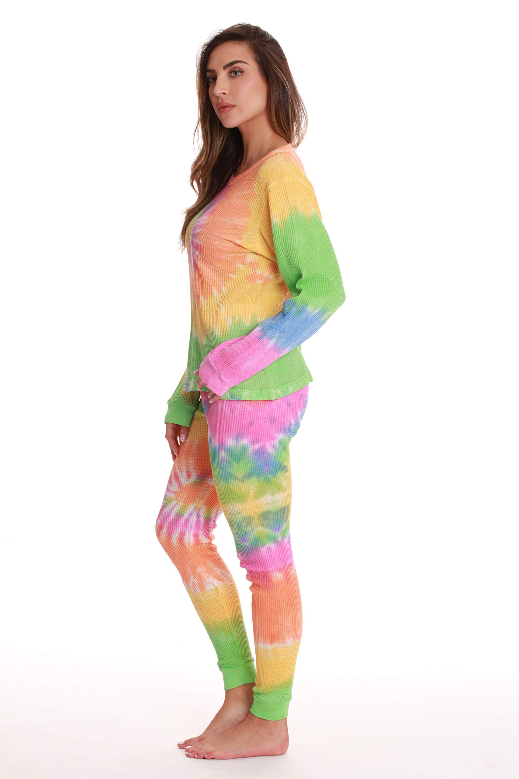 Just Love Women's Tie Dye Two-Piece Thermal Pajama Set - Cozy Winter Sleepwear for Cold Nights & Lounging at Home