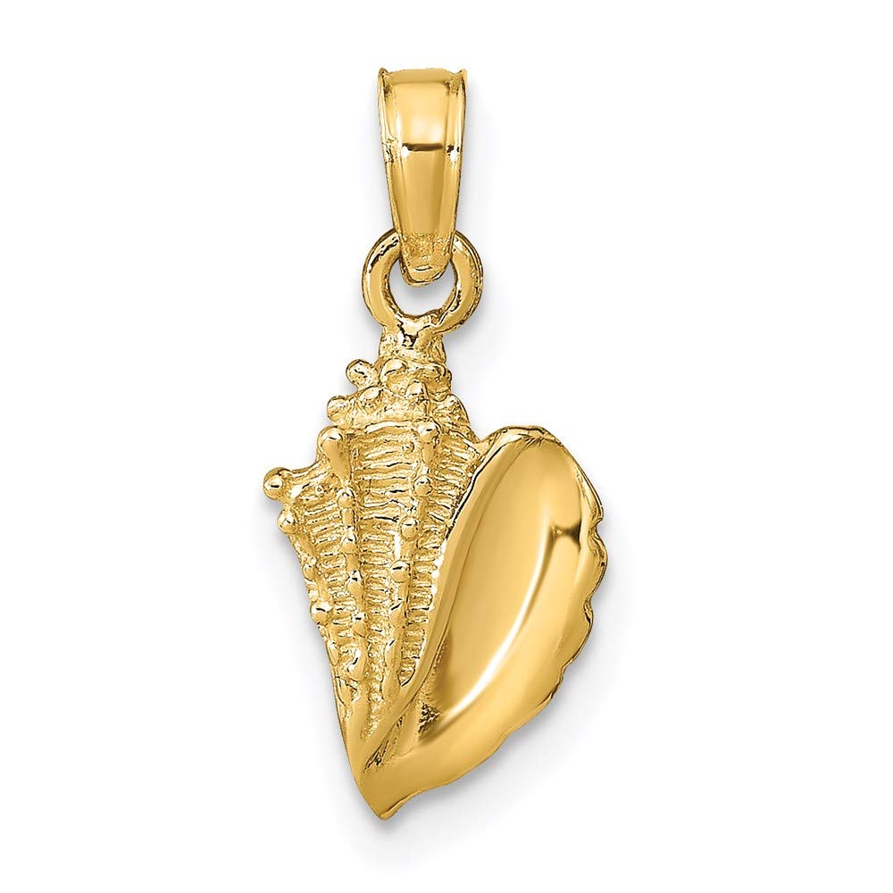 14k Yellow Gold Conch Shell Pendant - Elegant Black Bow for Beach & Party Wear