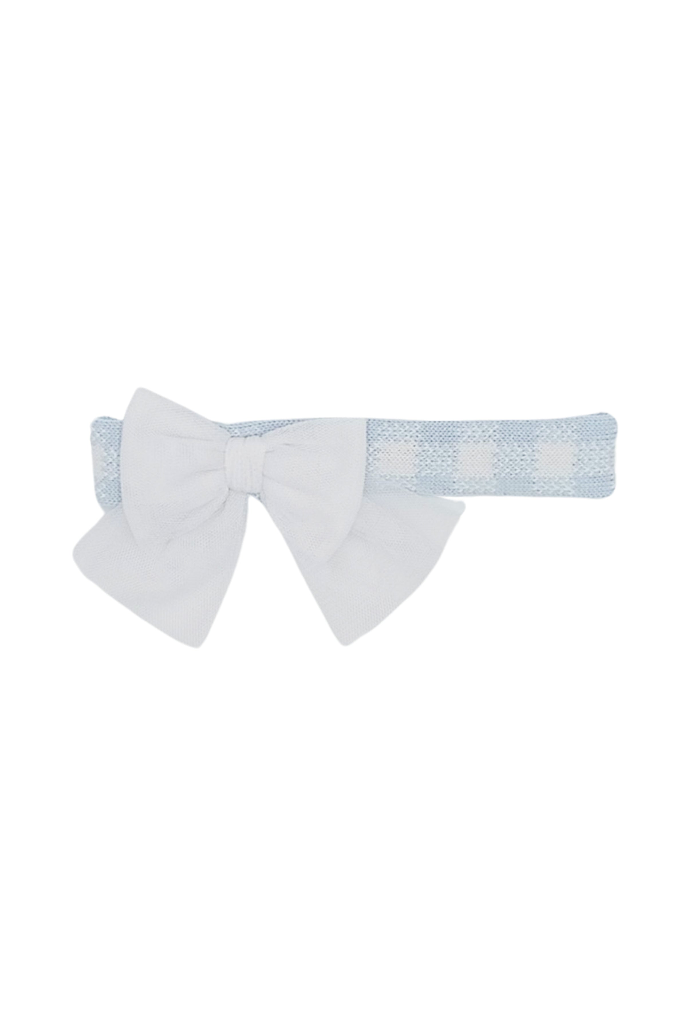 Baby Blue Gingham Tulle Bow Headband for Girls - Soft & Adjustable Hair Accessory for Newborn, Infant, Toddler - Perfect for Photography, Birthday Parties & Special Occasions