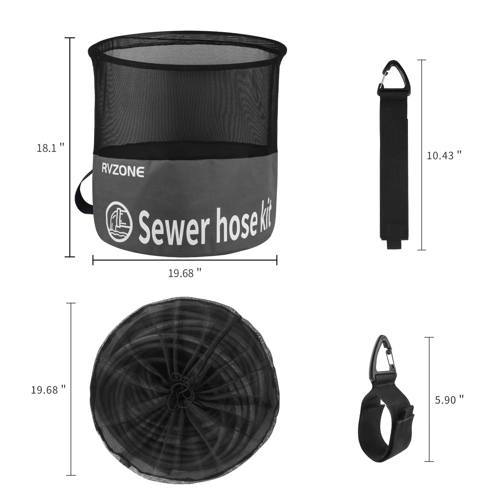 Waterproof RV Hose Storage Bag - Organizer for Sewer, Water & Power Cords - Camping & RV Accessories