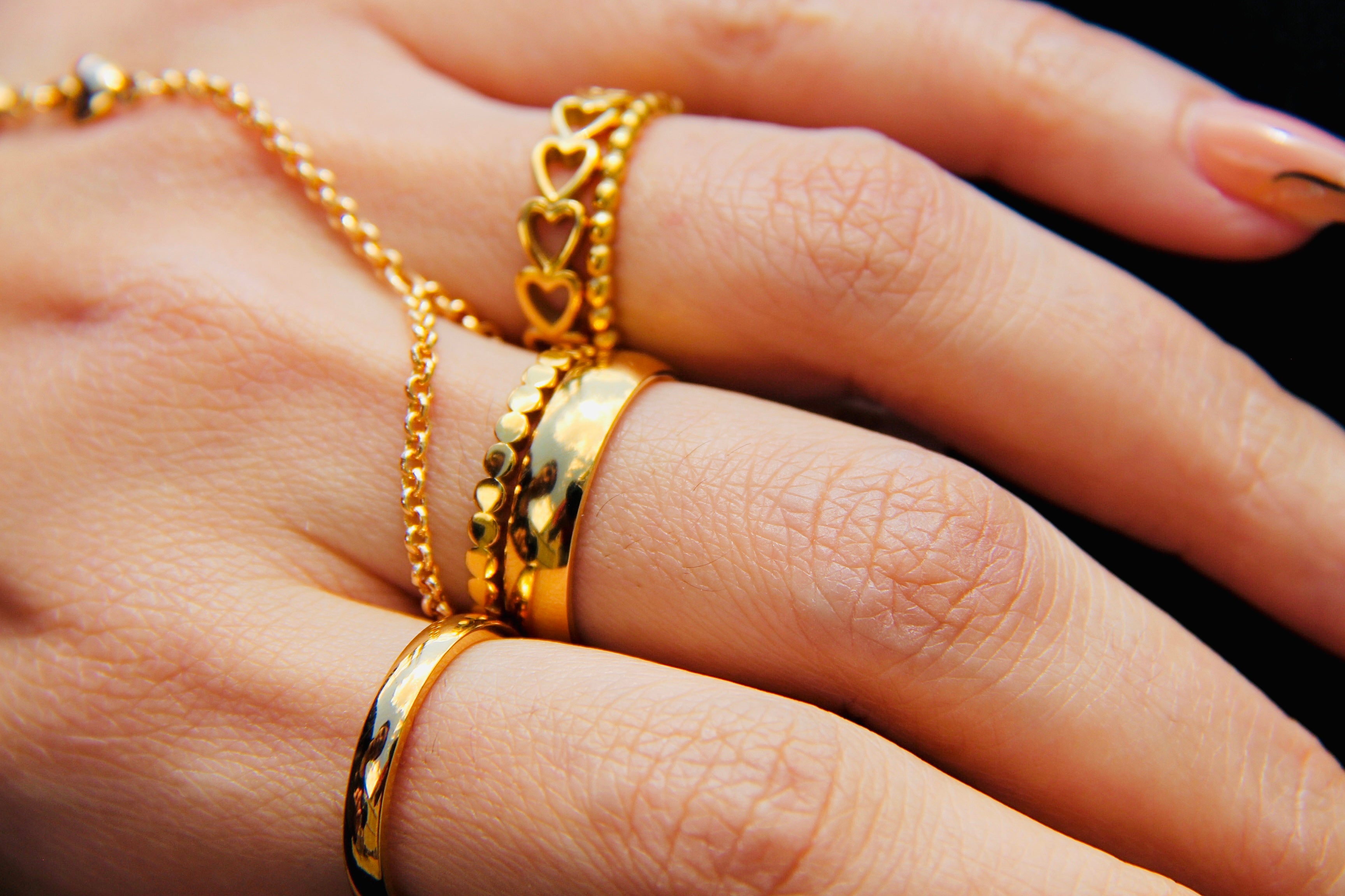 Gold Plated Beaded Ring for Women - Elegant Stackable Jewelry for Everyday Wear, Parties & Gifts