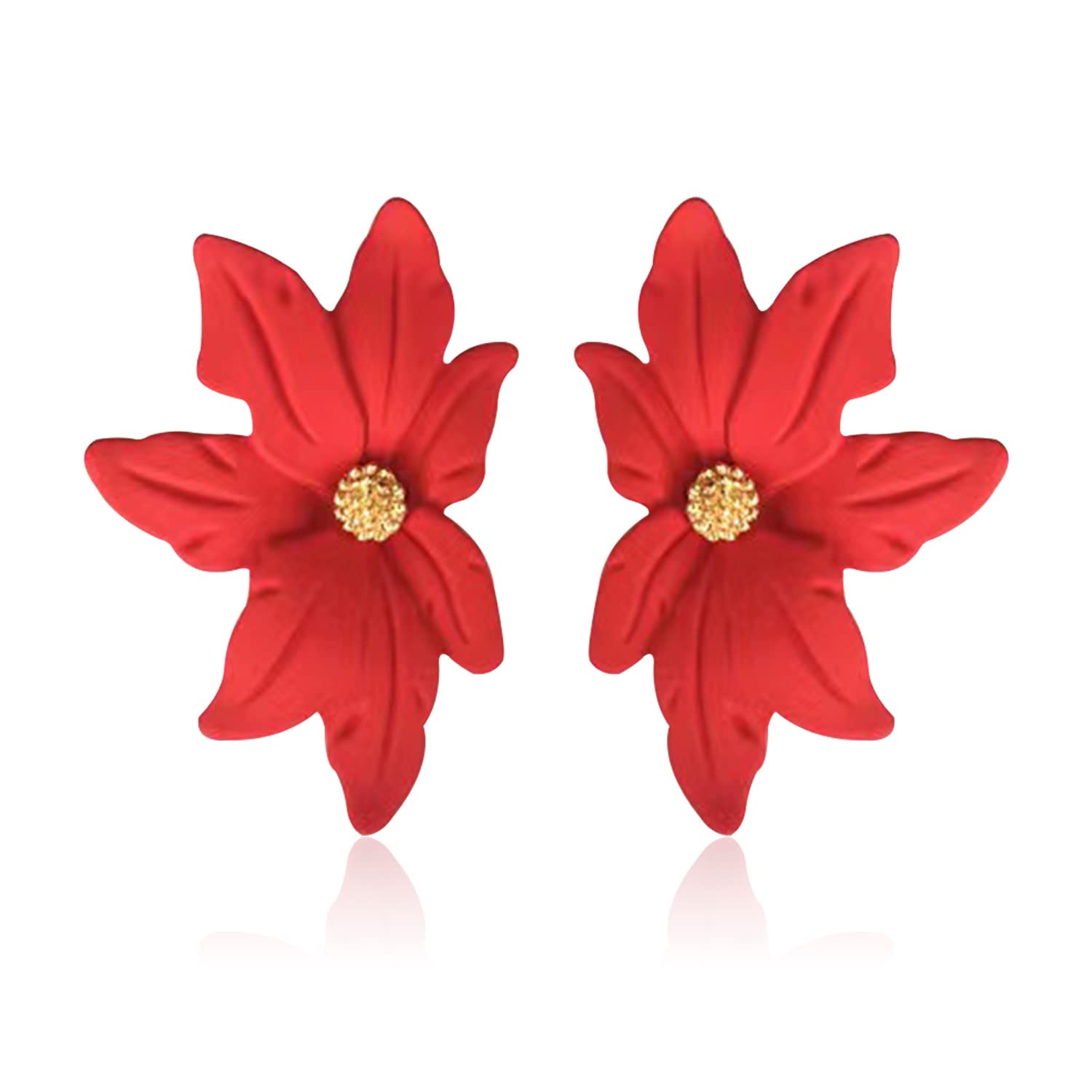 KaFu Elegant Large Metal Flower Dangle Drop Earrings - Boho Chic Statement Jewelry for Women & Girls - Perfect for Weddings, Parties & Everyday Wear