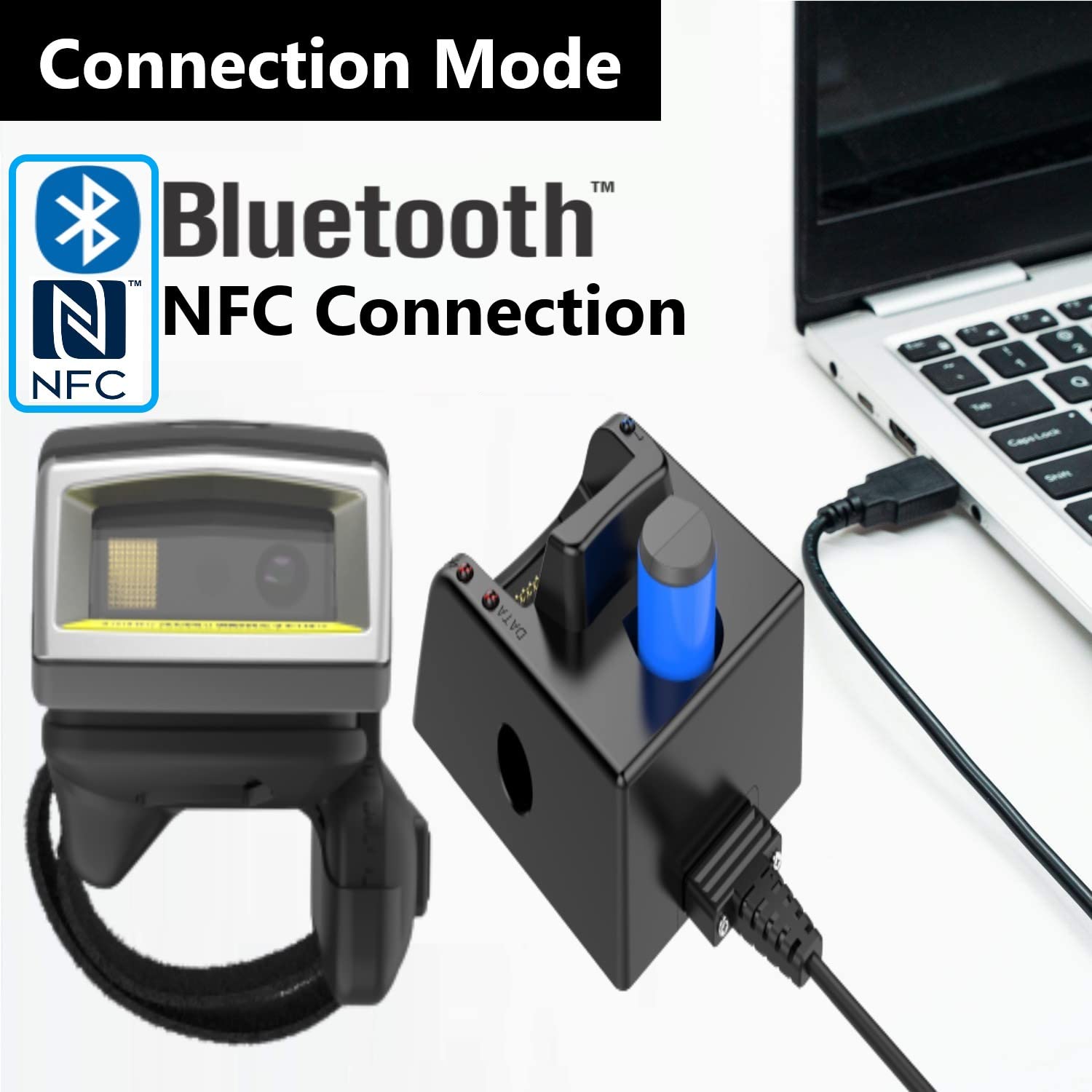 1D 2D Wireless Bluetooth Mini Ring Barcode Scanner - IP65 Waterproof, Compatible with Zebra SE4107, iOS & Android - Includes TPU+PC Case, 550mAh Replaceable Battery & Charger - Perfect for Retail, Warehouse & Inventory Management