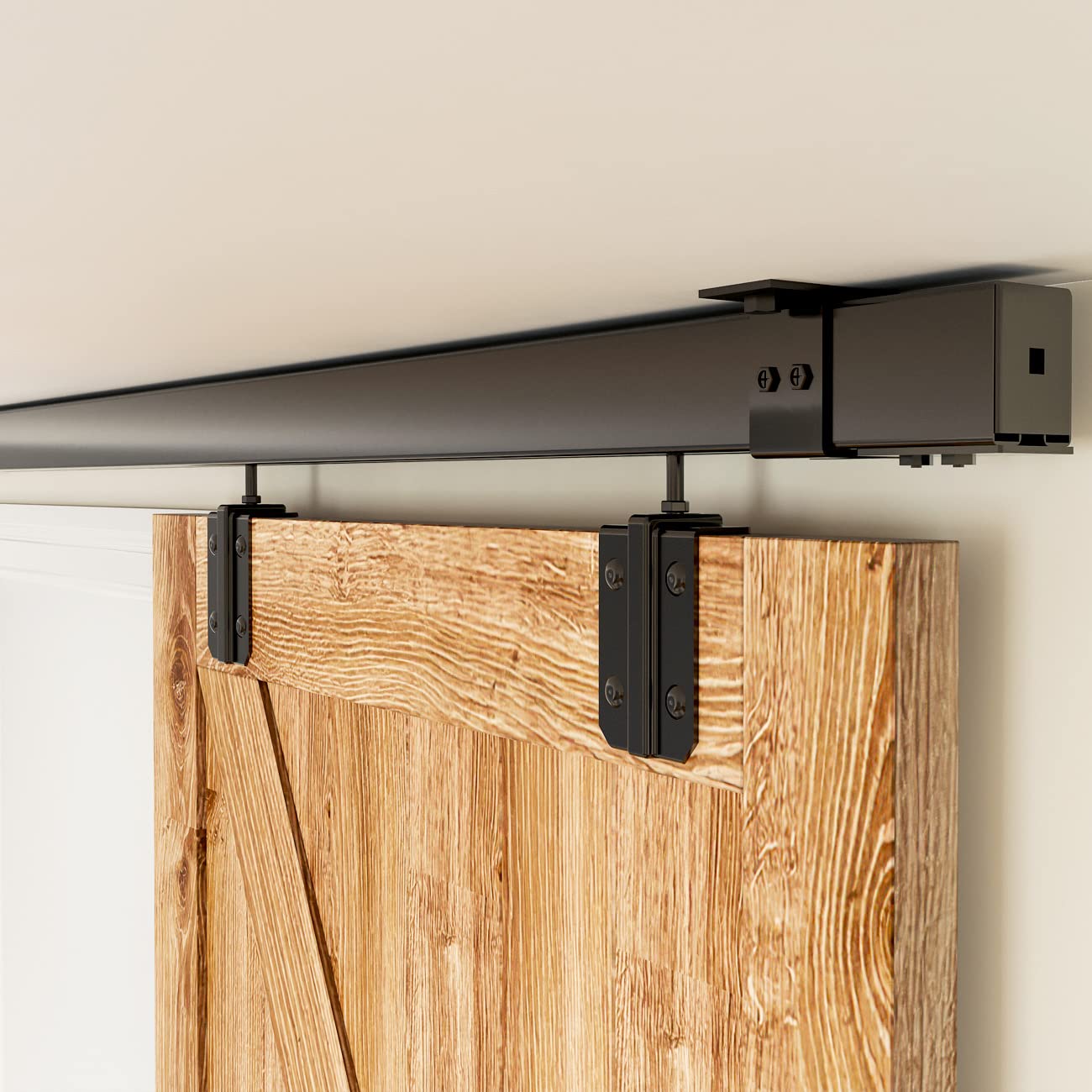 6FT Sliding Barn Door Hardware Kit with Box Rail - Heavy Duty Rustic Style for Bedroom, Closet & Farmhouse Decor