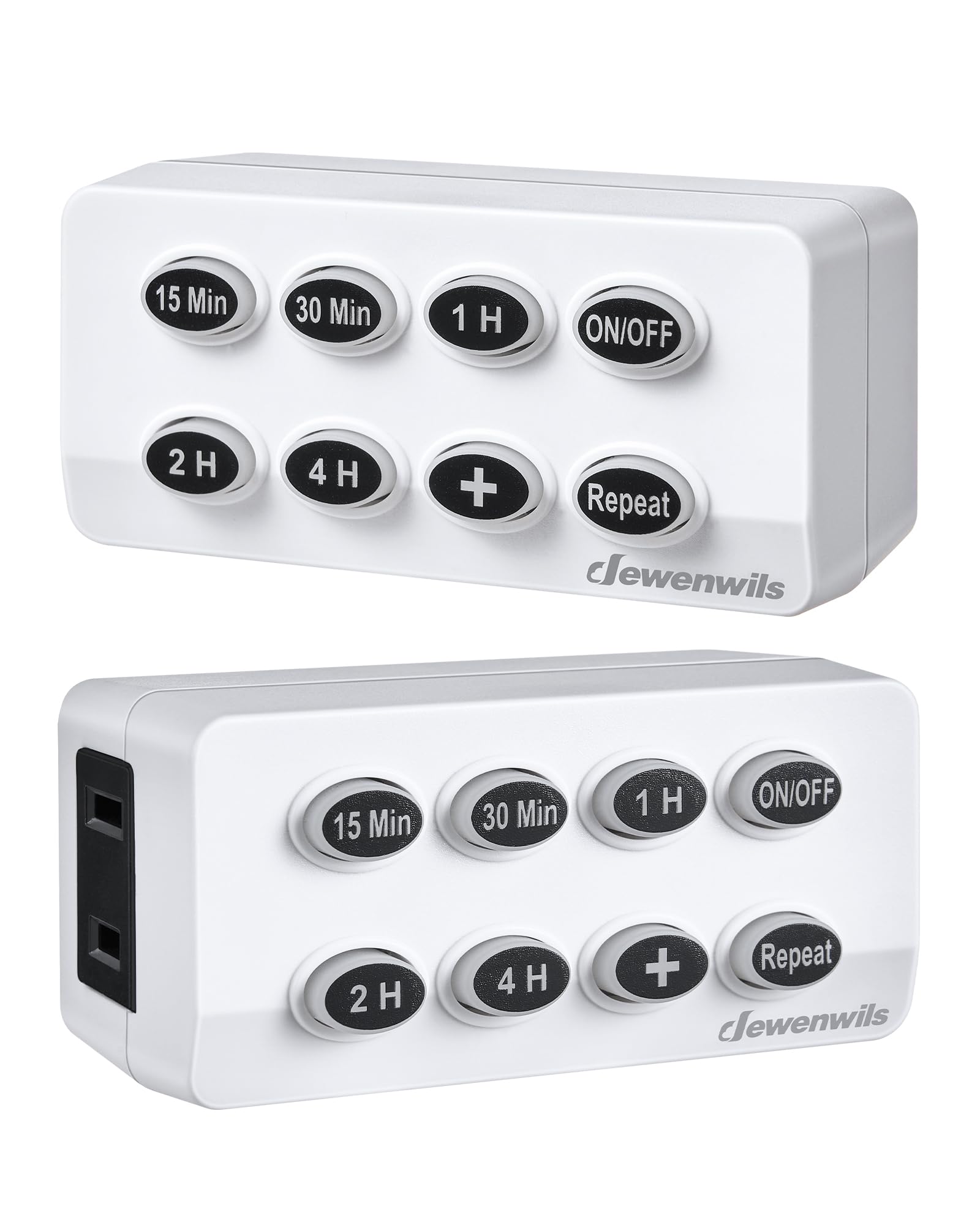 DEWENWILS 2-Pack Countdown Timer with Polarized Outlet - Repeat Function, LED Backlit Buttons, Compact Design for Phone Chargers, Christmas Lights & Hot Irons | UL Listed | Perfect for Home, Office & Travel Use