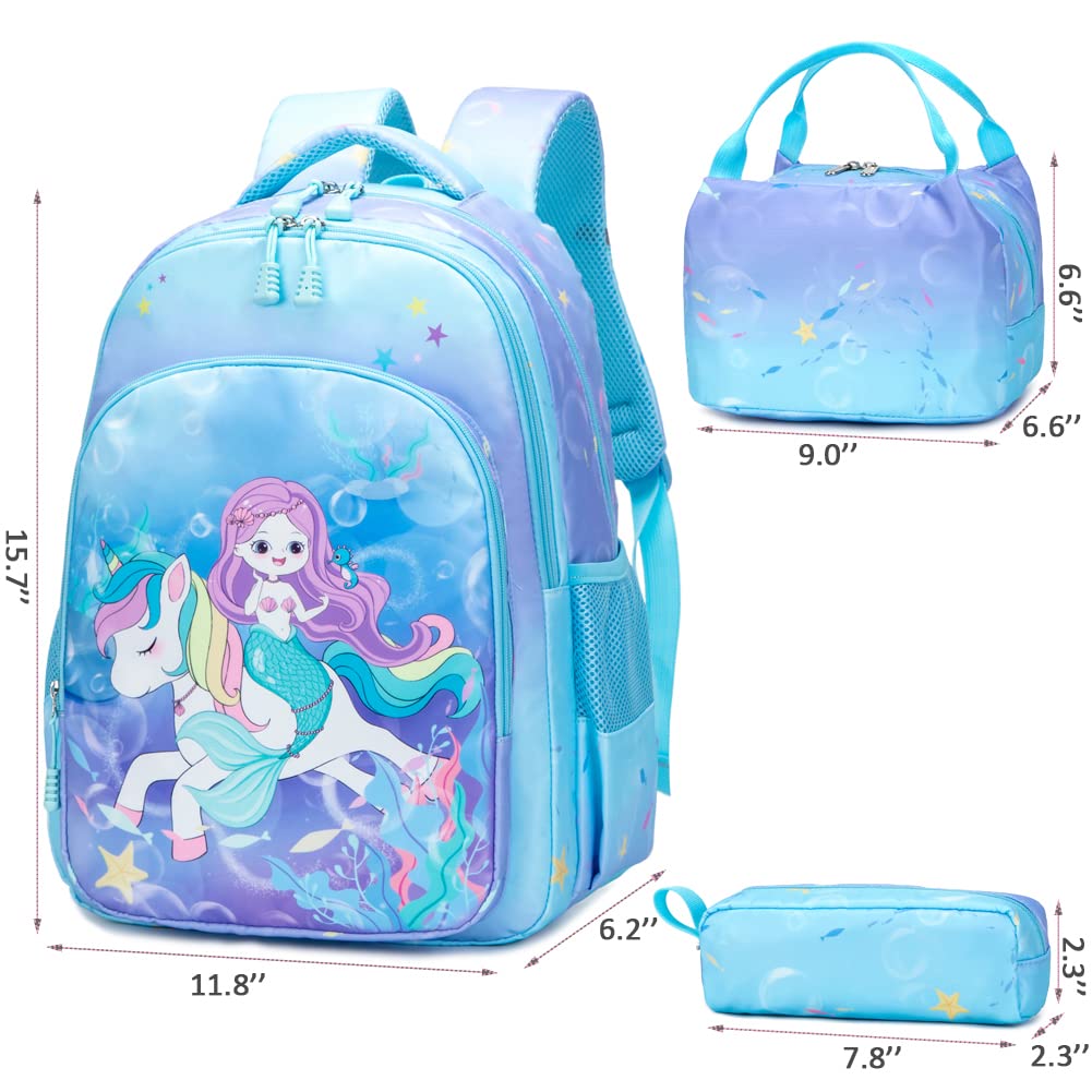 Meisohua Unicorn Girls School Backpack Set - Lightweight Kids Bookbag for Elementary & Middle School - Cute Daypack for School, Travel & Everyday Use