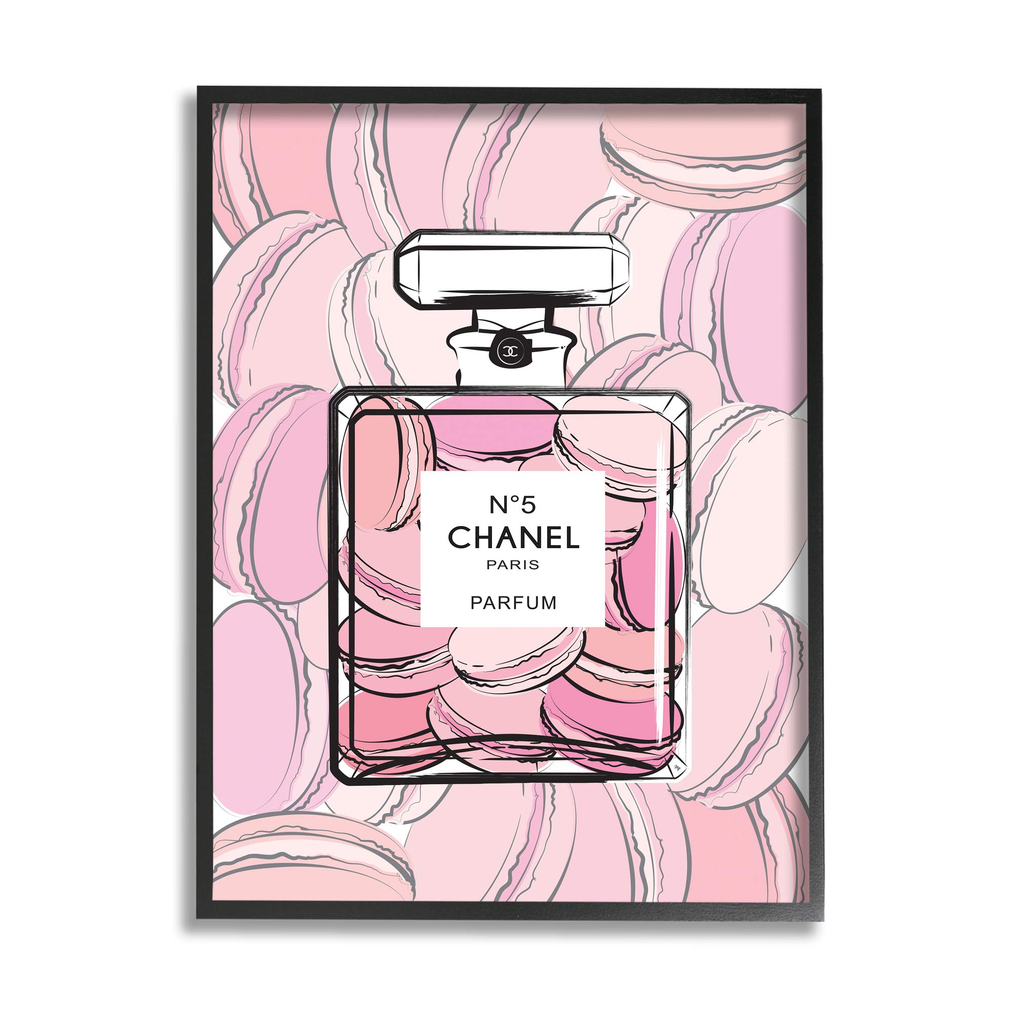 Stupell Industries Pink Macaron Dessert Perfume Bottle Wall Art - Martina Pavlova Design, Black Frame 24