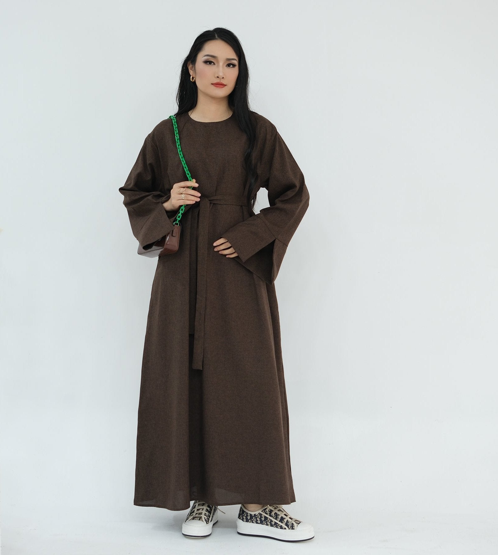 Stylish Heather Everyday Abaya in Brown - Modest Islamic Dress for Women | Perfect for Prayer, Work & Casual Wear