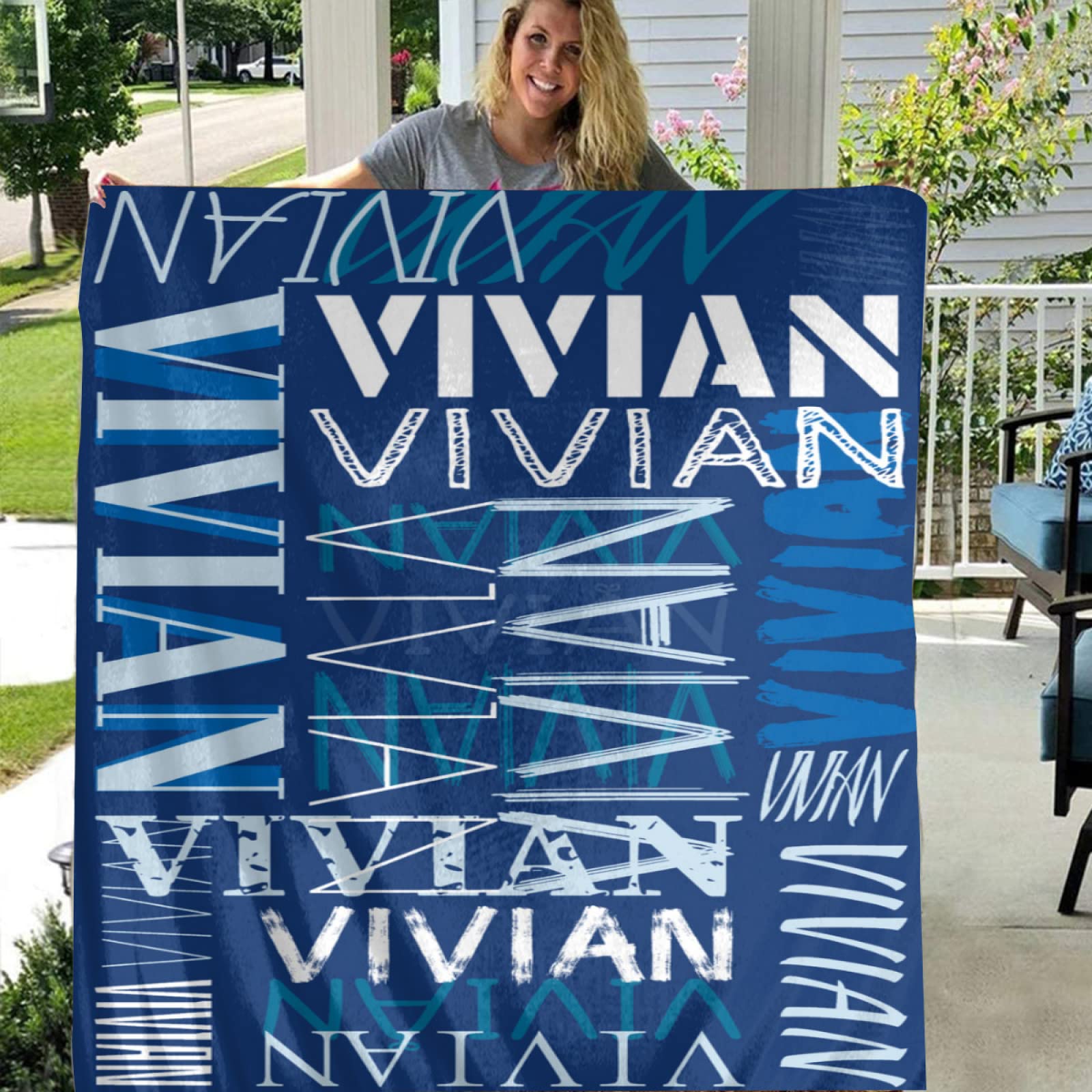 Dr.TOUGH Personalized Name Blanket - Customized Fleece Throw with Embroidered Text for Adults & Kids - Birthday, Christmas, Mother's Day, Father's Day, Valentine's Gift - Soft Cozy 50x60 Inch Dark Blue Blanket - Perfect for Home, Office, Travel & Gift Giving