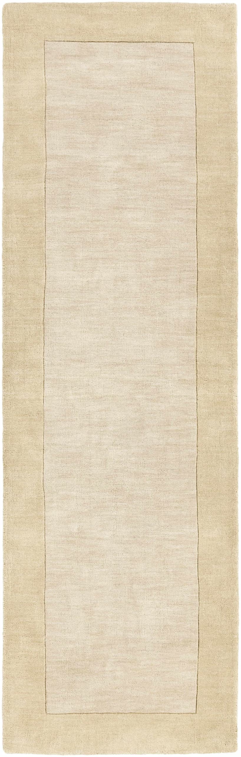 Hauteloom Slade Wool Hallway & Kitchen Runner Rug - Solid Border Beige 2'6