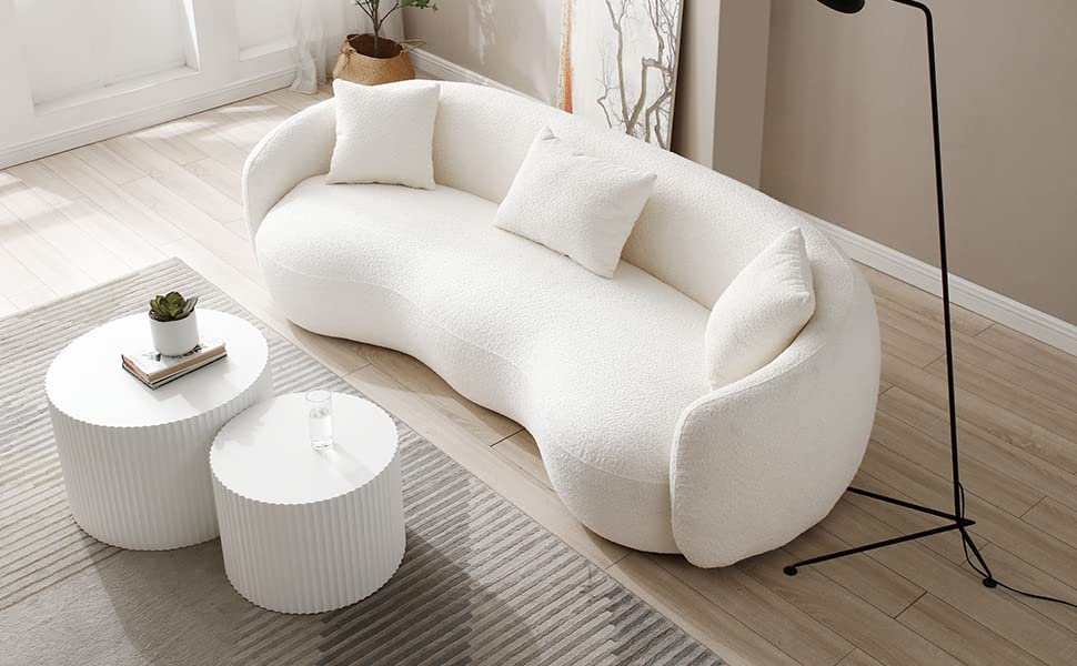 Kevinplus White Round Nesting Coffee Table Set of 2 - Modern Drum Side & End Tables for Living Room - Wood Circle Embossed Design - Contemporary Matte White Coffee Table Set - Perfect for Small Spaces, Apartments & Cozy Living Rooms