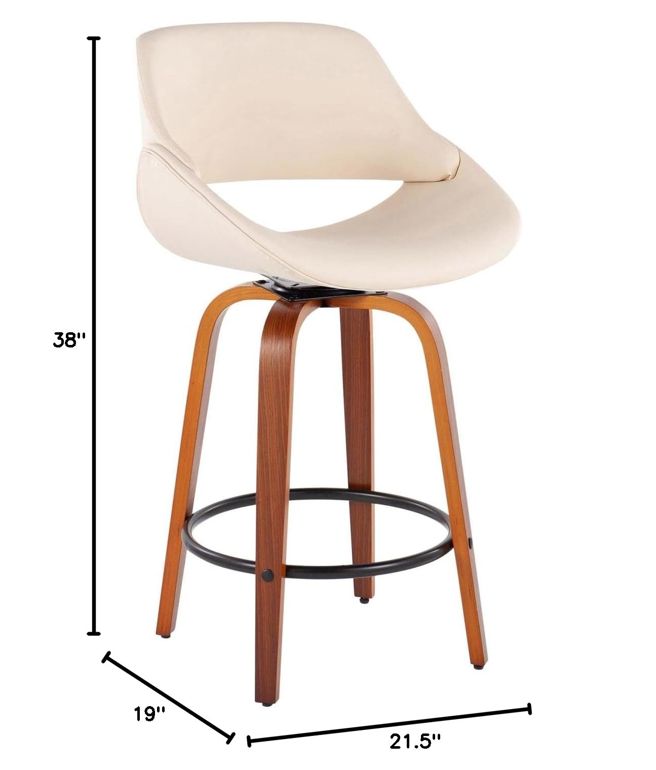 LumiSource Walnut Wood Counter Stools Set of 2 - 24