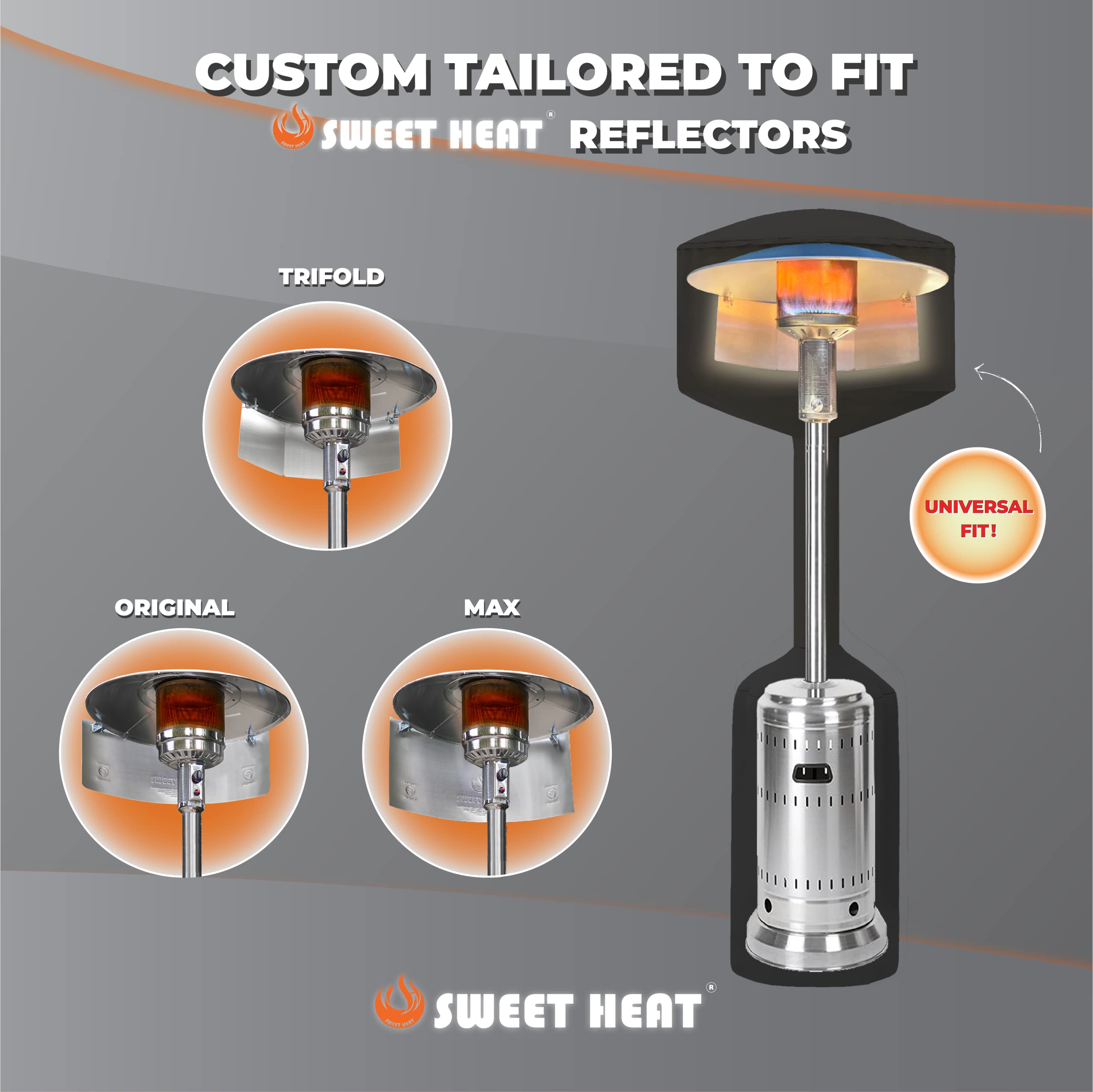 Sweet Heat Patio Heater Cover - Black | Universal Fit for All Heat Reflectors | Weatherproof Outdoor Protection for Patio, Deck & Backyard