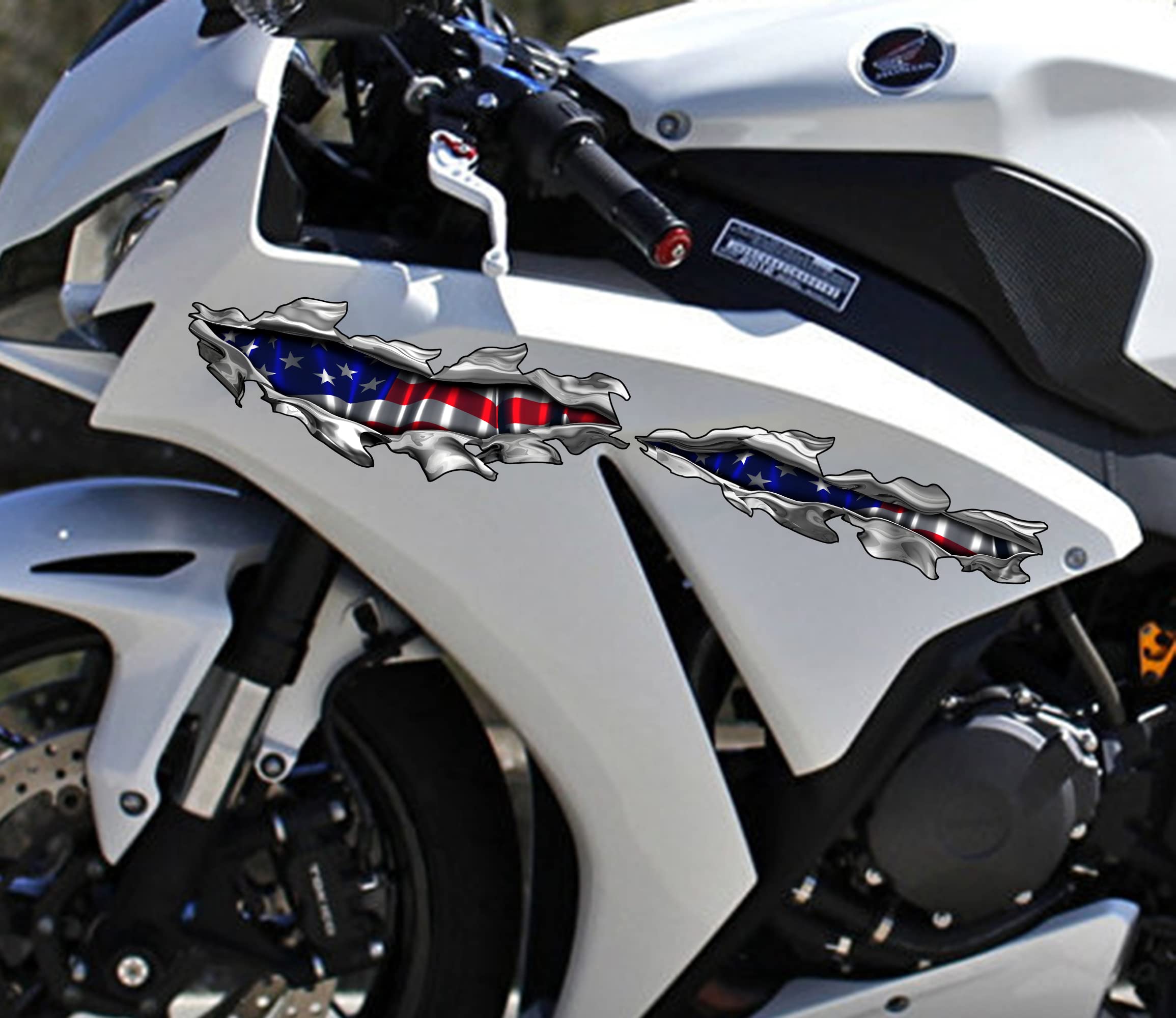 USA Flag Motorcycle Decal - Patriotic US Flag Vinyl Stickers for Motor-Bike Racing & Dirt Bikes (18x60) - Perfect for Bike Wraps, Helmets & Racing Gear - Show Your American Pride on the Road & Track
