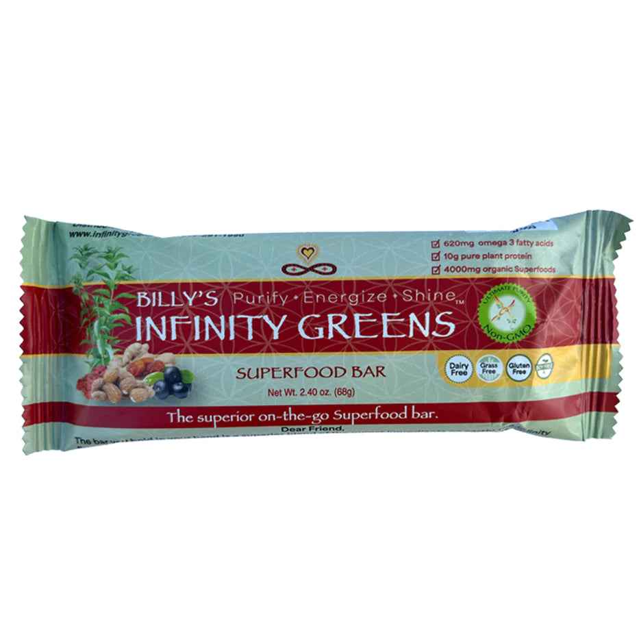 Organic Infinity Green Bars - Vegan Superfood Snack for Energy & Wellness - Perfect for Hiking, Workouts & On-the-Go Nutrition