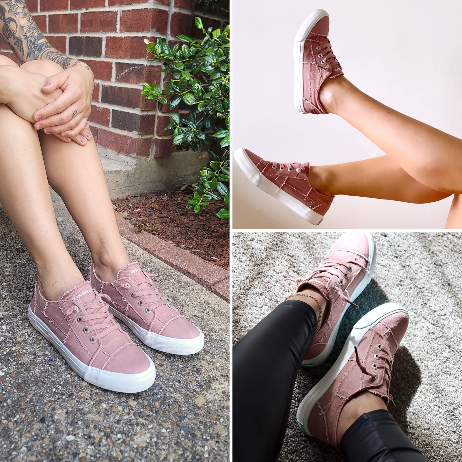 JENN ARDOR Women's Slip-On Canvas Sneakers - Comfortable Low Top Walking Shoes for Casual Outfits & Everyday Wear | Fashionable & Lightweight Flats for Work, Travel & Errands