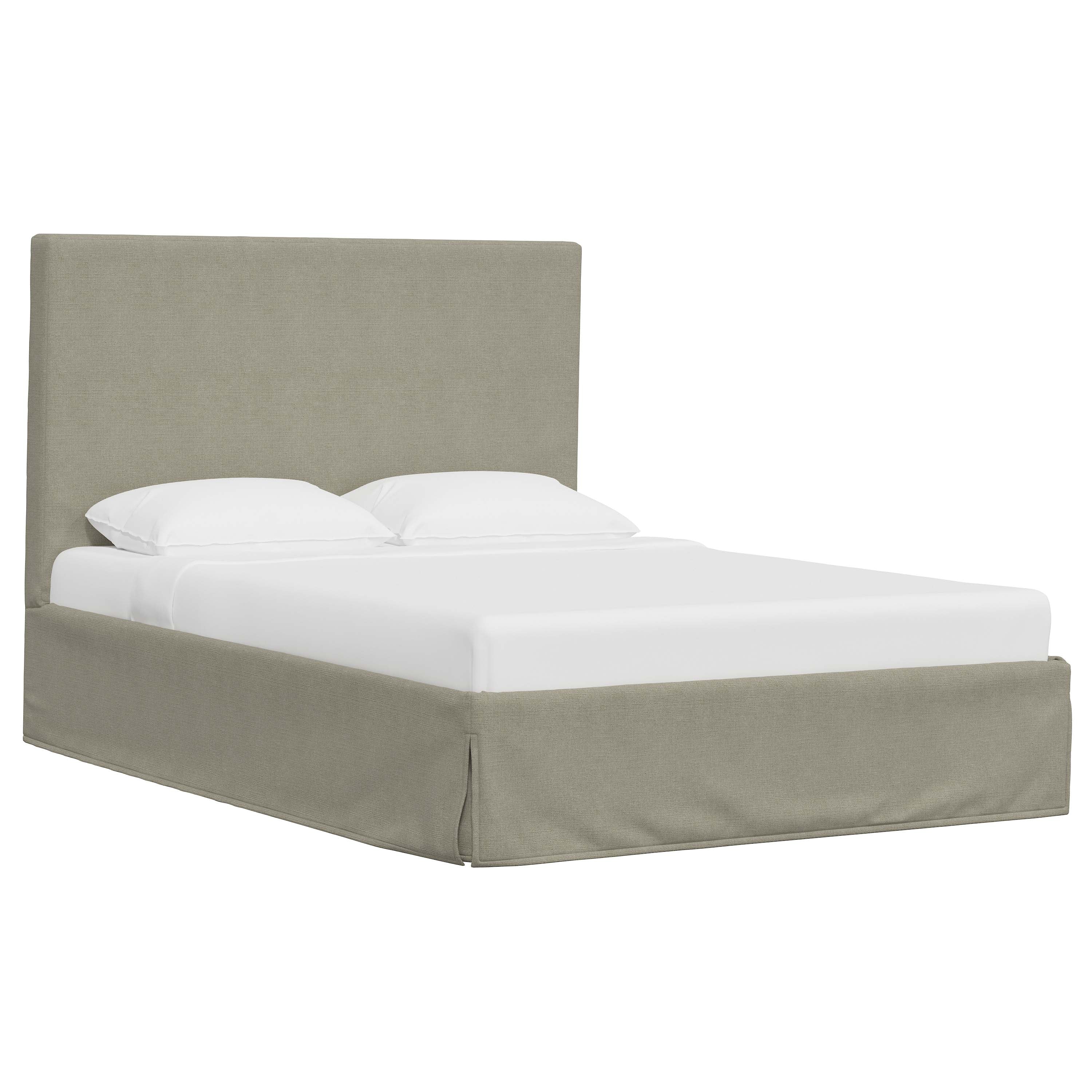 Violet Slipcovered Bed - Soft Washable Fabric Upholstered Queen Size Bed Frame with Headboard - Perfect for Modern Bedrooms, Guest Rooms & Cozy Home Decor