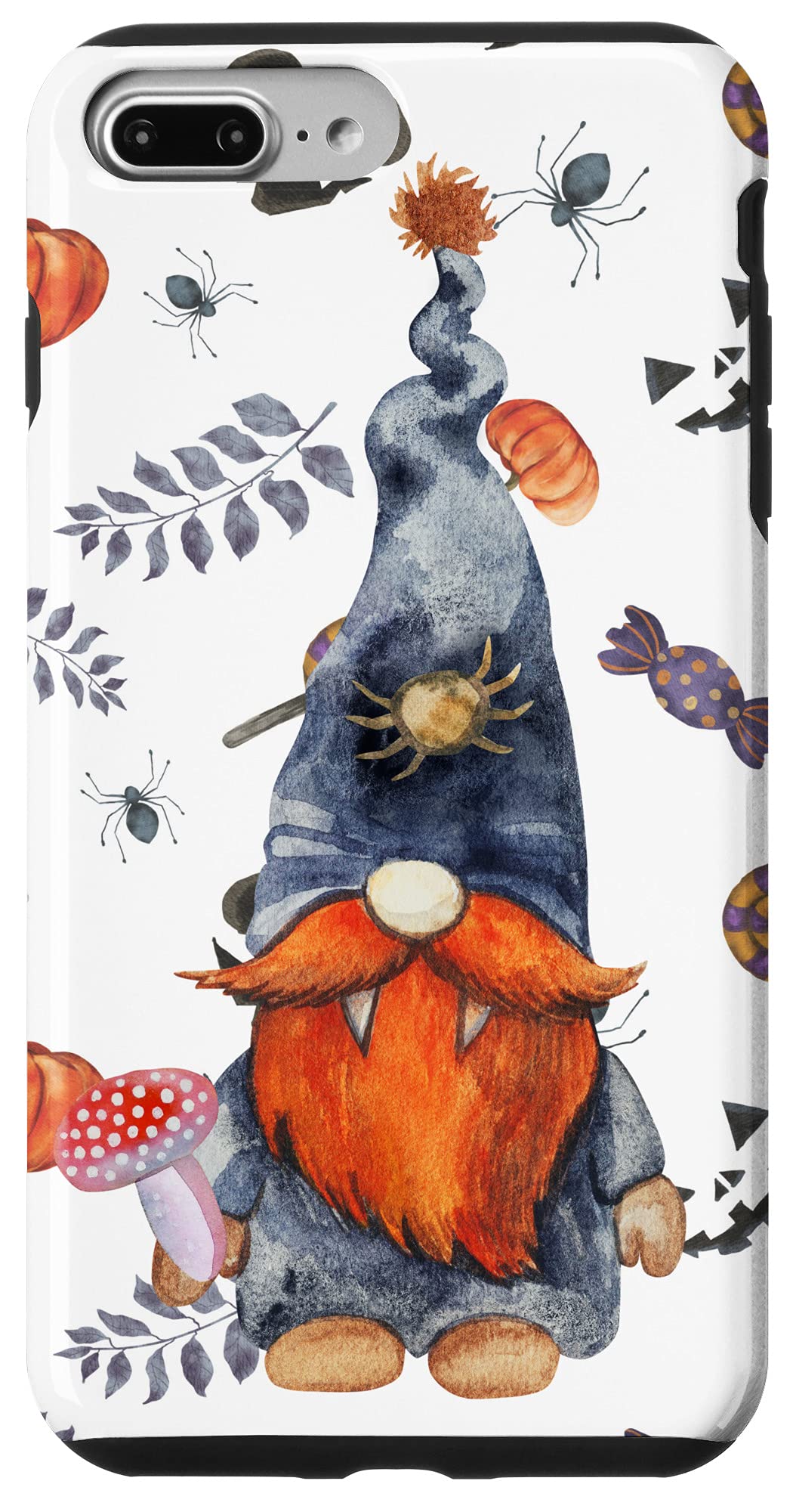 Halloween Gnome Phone Case for iPhone 7 Plus & 8 Plus - Cute Protective Cover for Fall Festival, Trick or Treat, Pumpkin Decorations & Holiday Gifts