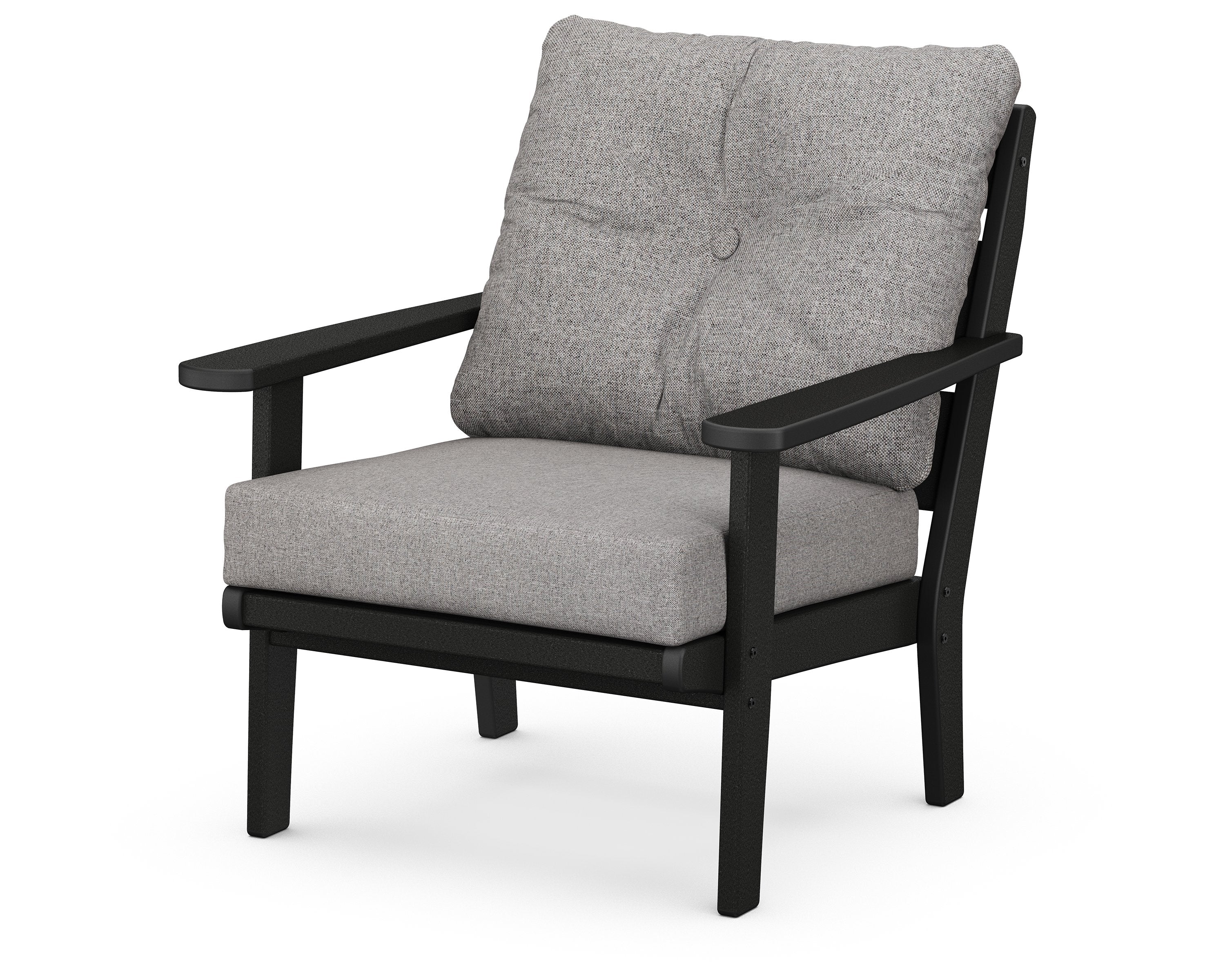 Polywood Black Lakeside Deep Seating Chair - Outdoor Patio Furniture for Poolside, Garden & Backyard Relaxation