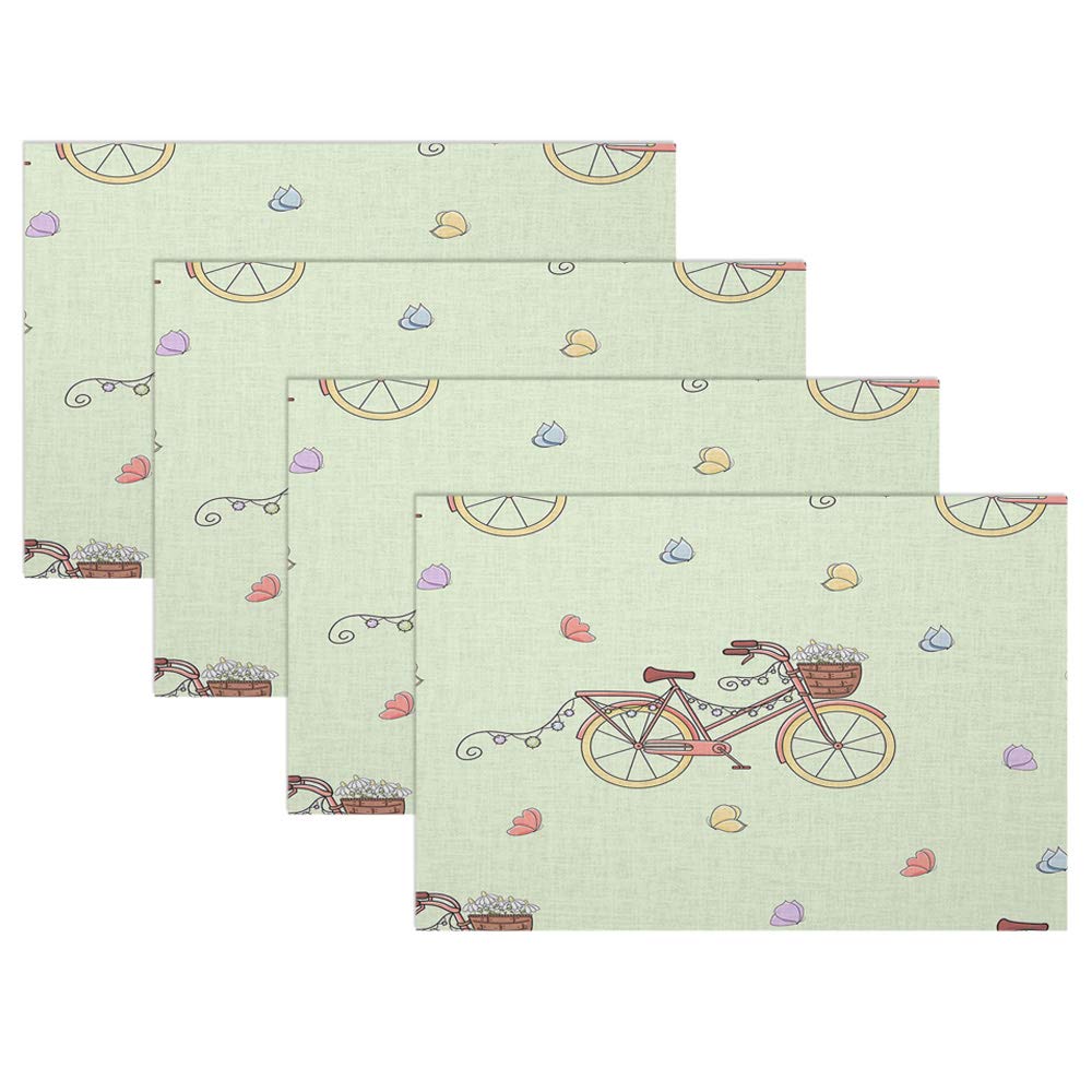 Swono 4-Piece Bicycle with Garland & Butterfly Placemat Set - 12