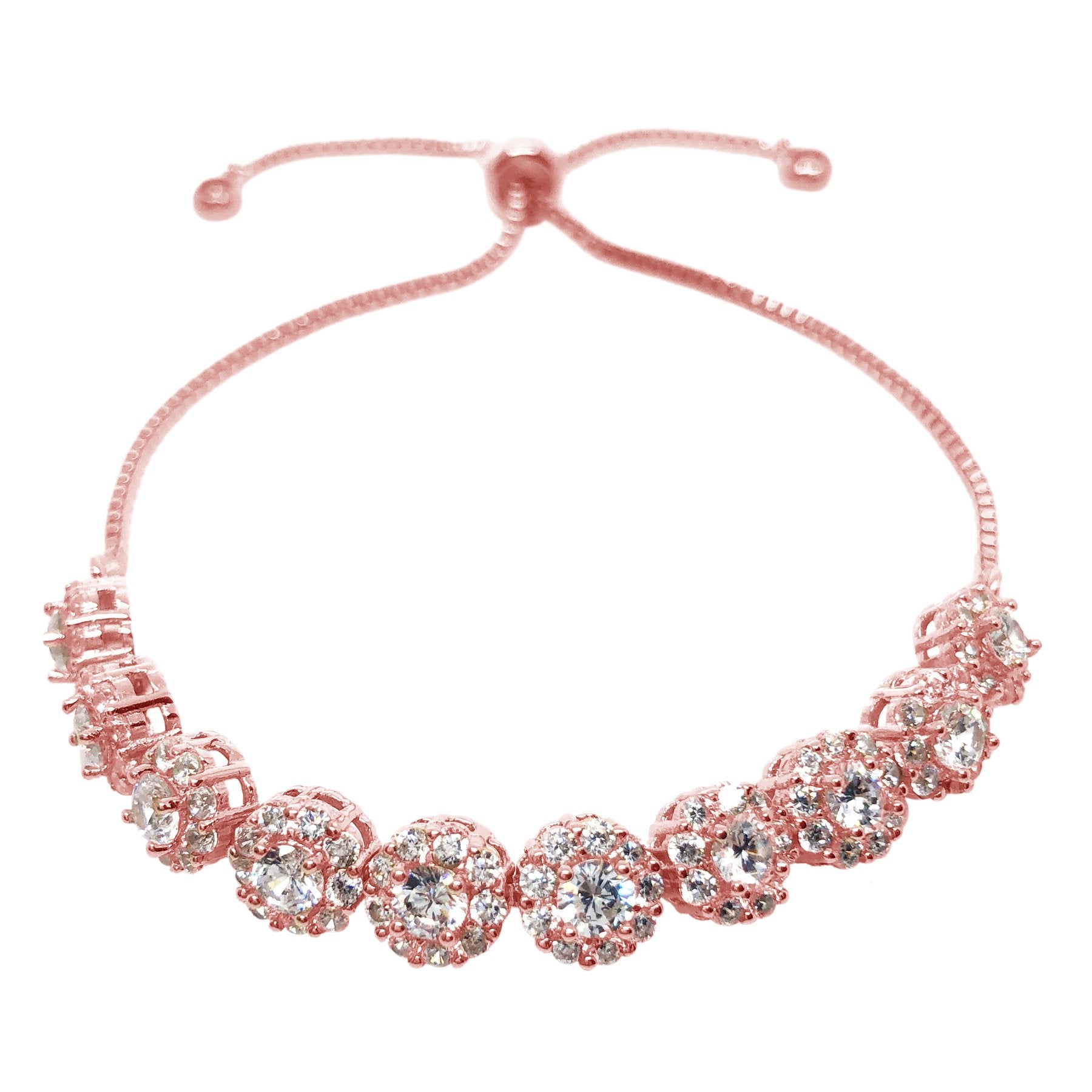 Exclusive Kezani Nina Halo Round Crystal Adjustable Bridal Wedding Bracelet – Perfect for Bridal Showers, Weddings & Special Occasions