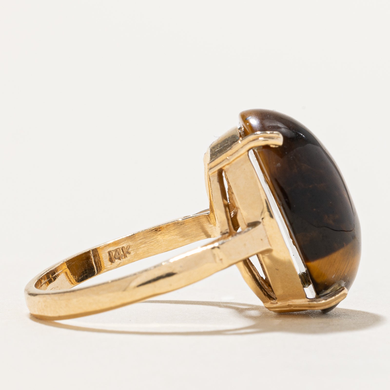 10.20ct Tigers Eye Cocktail Ring for Women - Size 6.75 - Elegant Statement Jewelry for Parties, Weddings & Evening Events