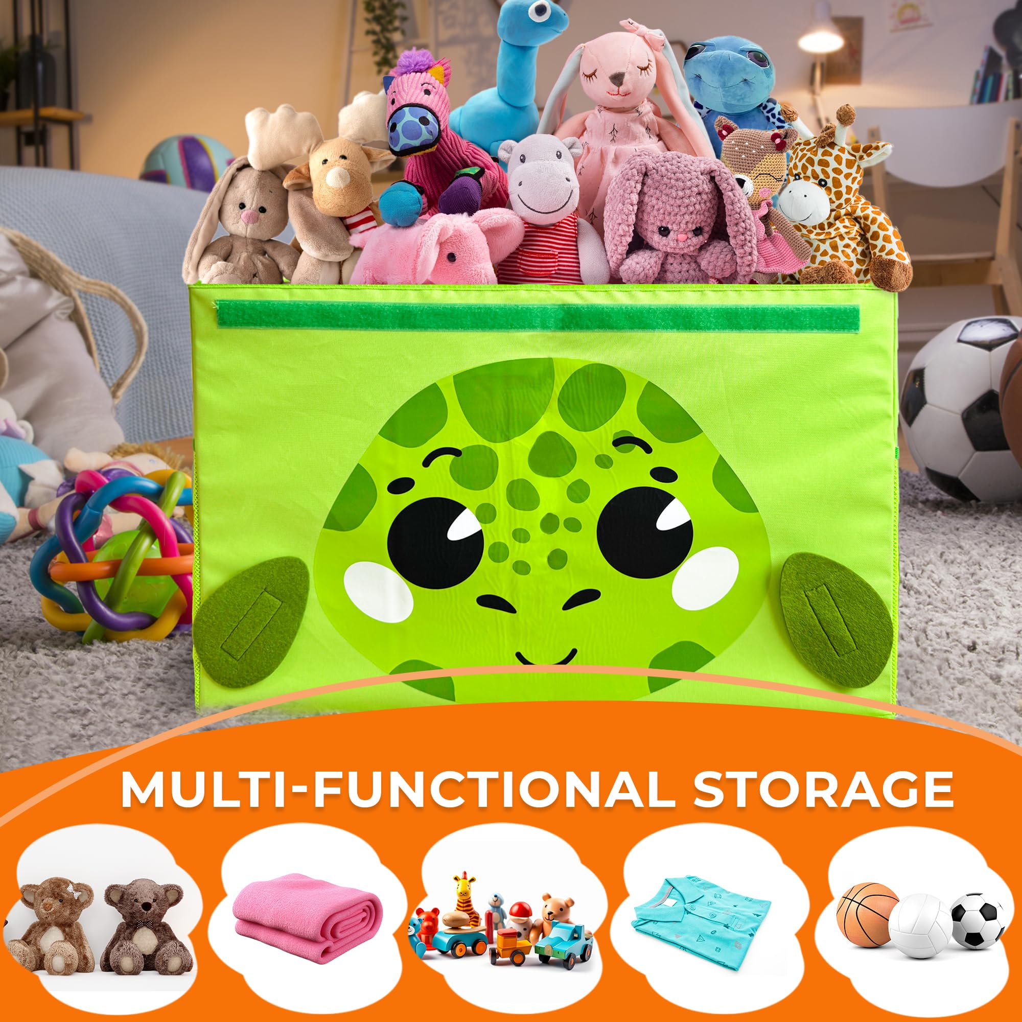 QUOKKA Kids Toy Storage Box - 16x12x10 Inch Collapsible Fabric Toy Organizer with Handles & Flip-Top Lid - Foldable Playroom Bin for Boys and Girls - Perfect for Nursery, Bedroom, and Playroom Organization