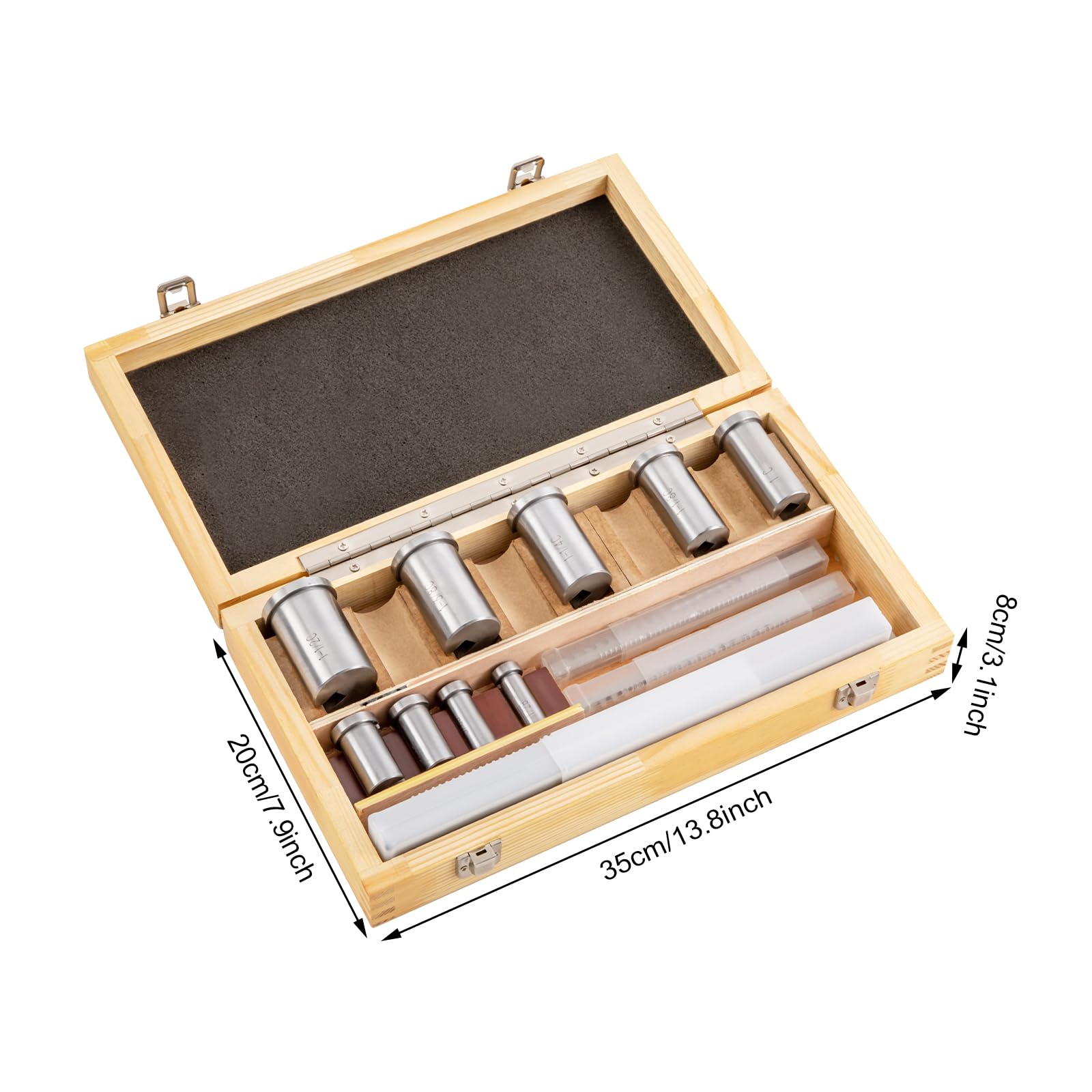 18-Piece Keyway Broach Set with 4 Broaches & 9 Bushings - B-1/8'', 3/16
