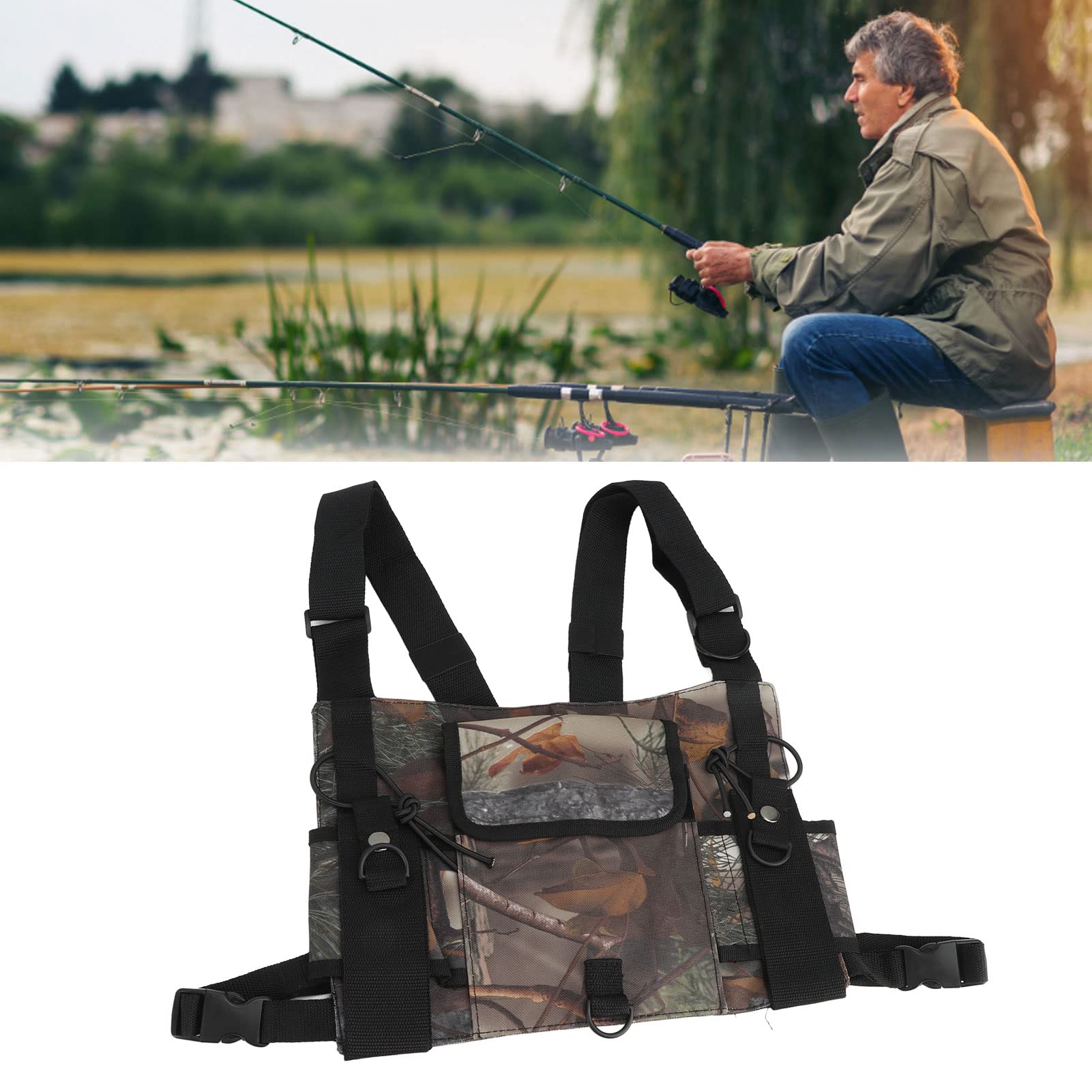 Adjustable Radio Chest Harness Front Pack - Shoulder Holster for Two-Way Radios & Walkie Talkies - Perfect for Construction, Hiking, Security & Outdoor Activities