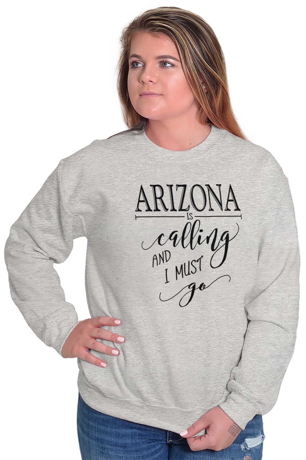 Brisco Brands Arizona is Calling and I Must Go Unisex Sweatshirt - Soft Cotton Pullover Hoodie for Men & Women - Perfect for Road Trips, Camping & Casual Wear