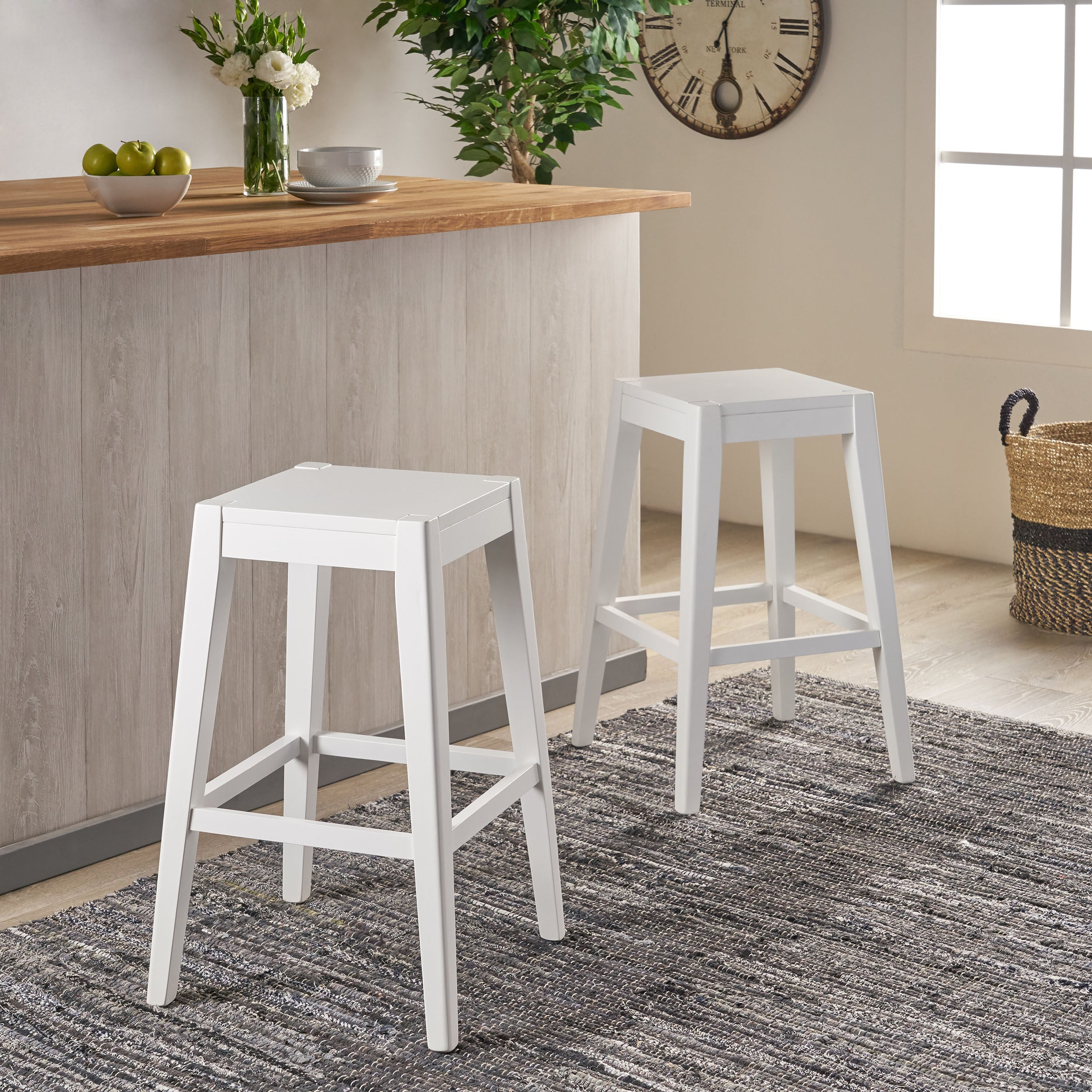 Modern Counter Height Bar Stools Set of 2 - Adjustable Swivel Kitchen Island Stools with Padded Seat for Dining Room, Breakfast Nook & Home Bar