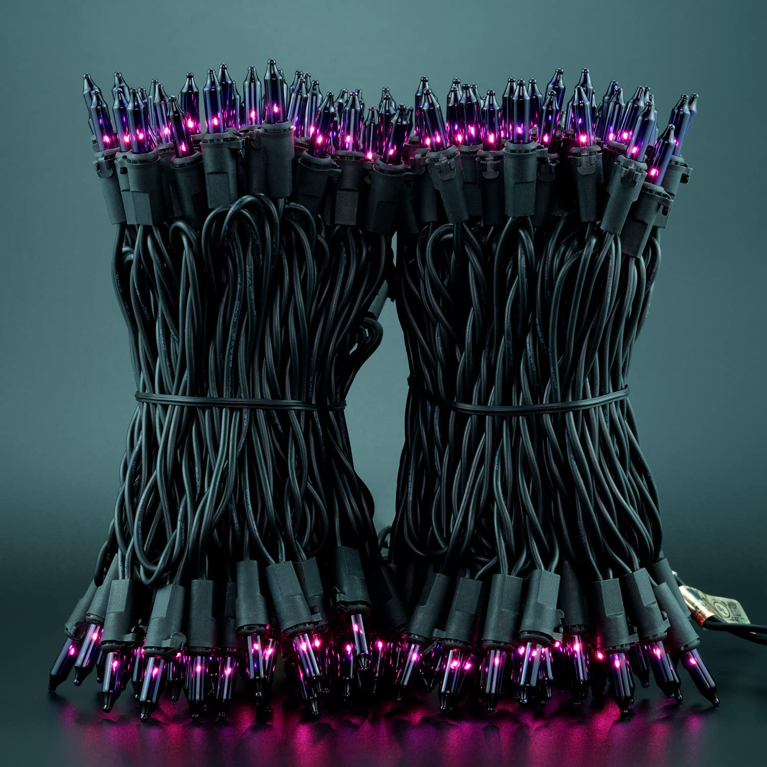 YULETIME 66ft 200-Count Purple Halloween String Lights with Black Wire - UL Certified Christmas Lights, 2 Pack (33ft 100-Count Each) - Perfect for Indoor/Outdoor Halloween Decor, Christmas Tree Lighting & Party Decorations