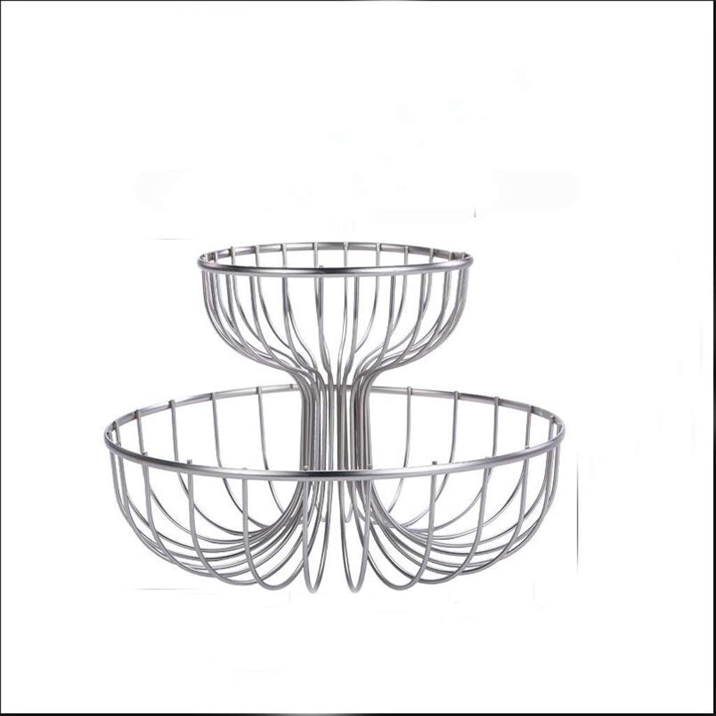 Stainless Steel Multi-Tier Fruit Basket for Kitchen Countertop - 3 Tier Metal Fruit Bowl Organizer with Non-Slip Feet, Space Saving Storage Rack for Apples, Bananas, Oranges - Perfect for Pantry, Dining Table, Office Desk (Silver)