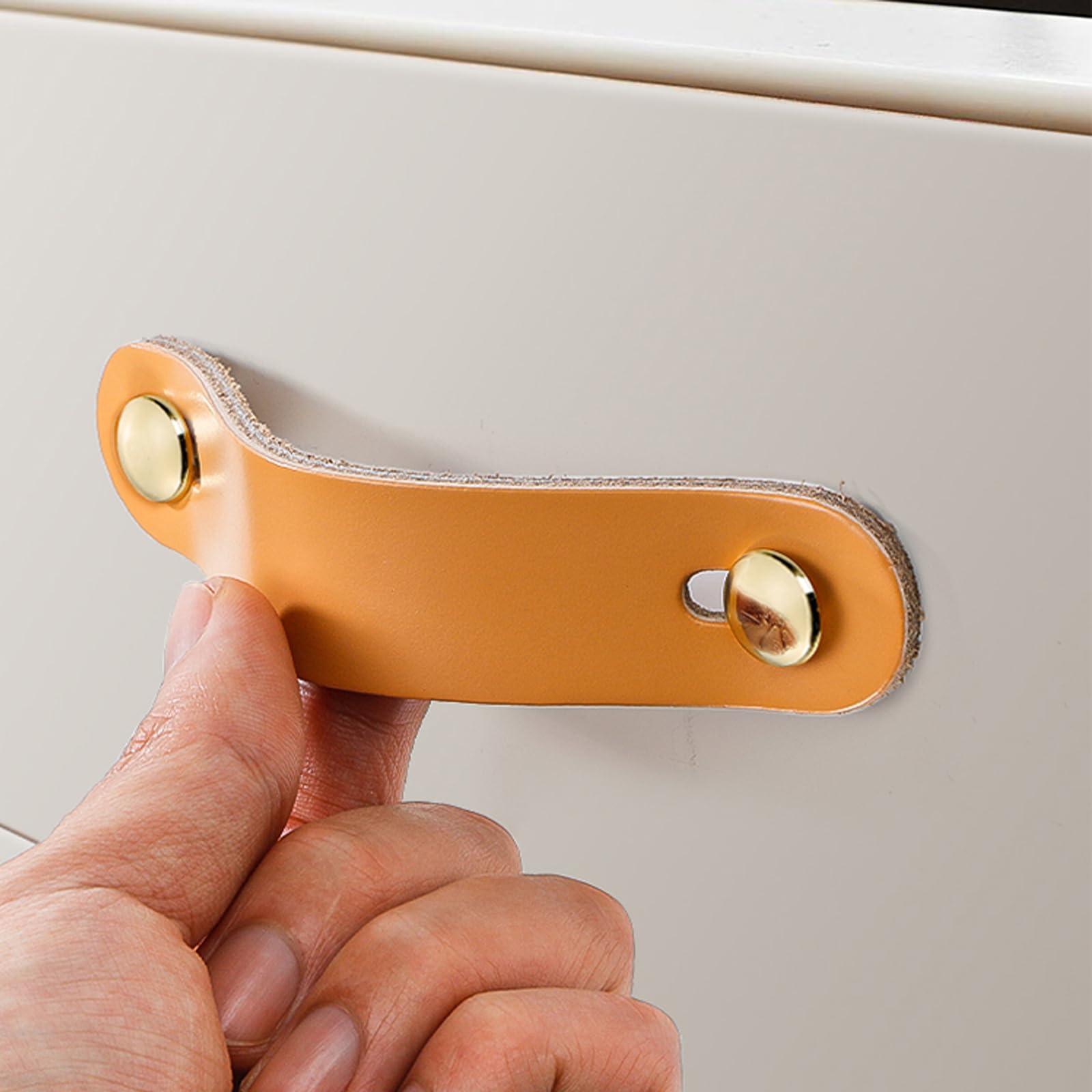8-Pack Beige Leather Drawer Pulls & Cabinet Knobs - 5.7