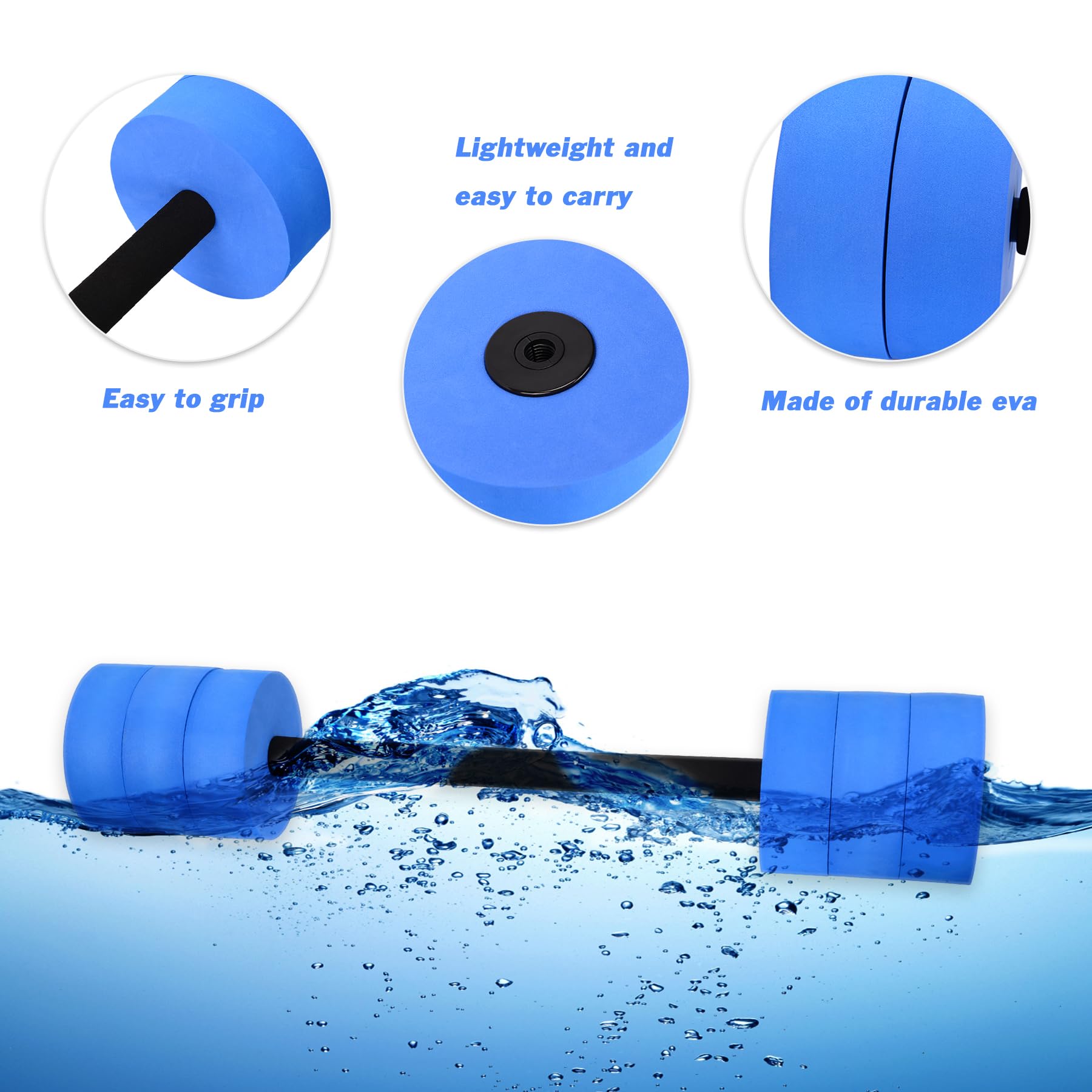 Hikeen Aquatic Exercise Dumbbells - 4 High-Density EVA Foam Pool Weights for Water Aerobics, Resistance Training, Weight Loss & Fitness - Ideal for Pool Workouts, Swim Training & Hydrotherapy