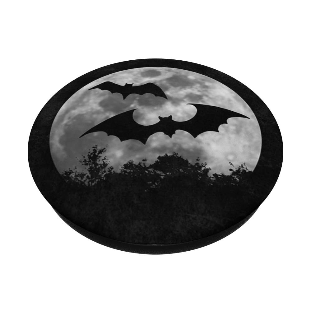 Spooky Bats Full Moon Bat Silhouette PopSockets Adhesive PopGrip - Halloween Phone Grip for iPhone & Android - Perfect for Costume Parties & Nighttime Events